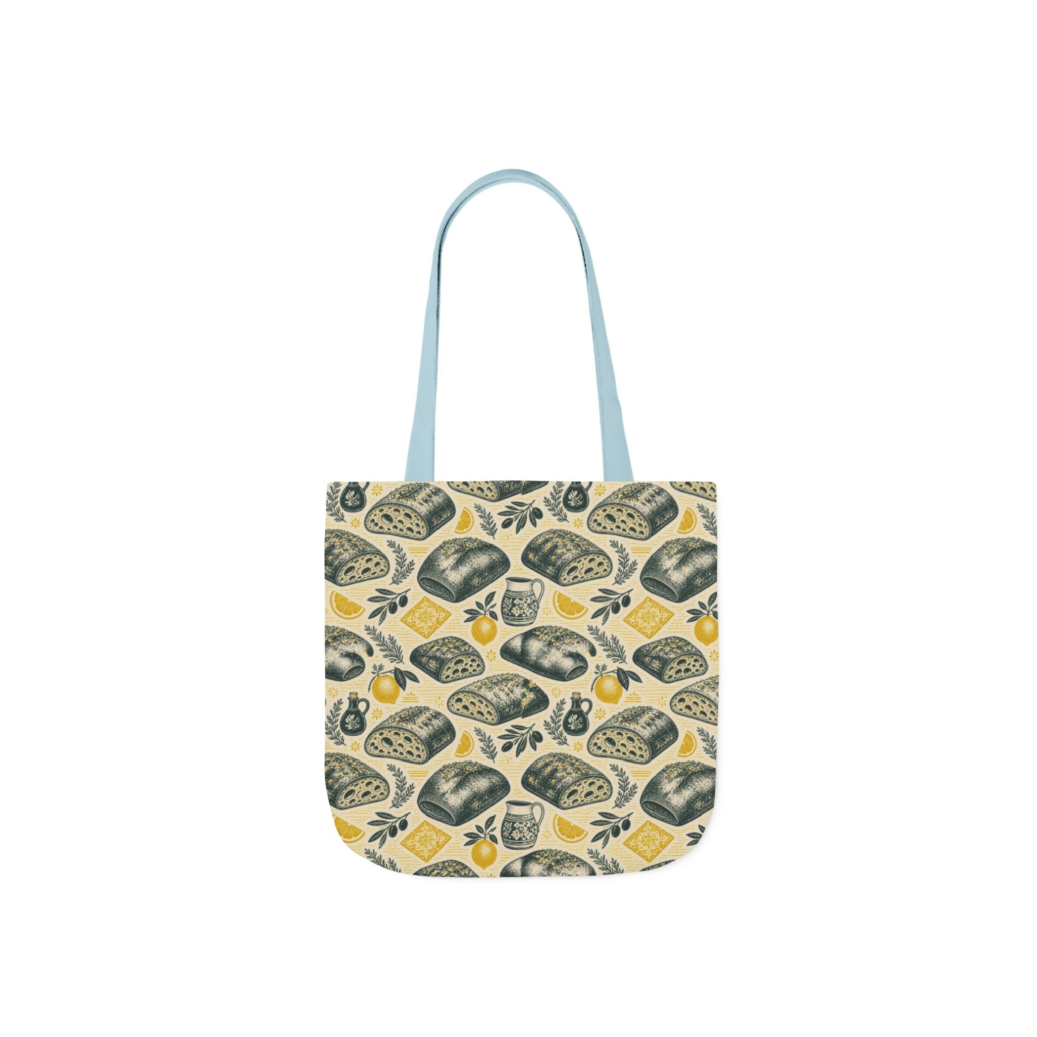 Ciabatta Rolls Canvas Tote Bag Mediterranean Kitchen Linocut Design Italian Cottagecore Gift