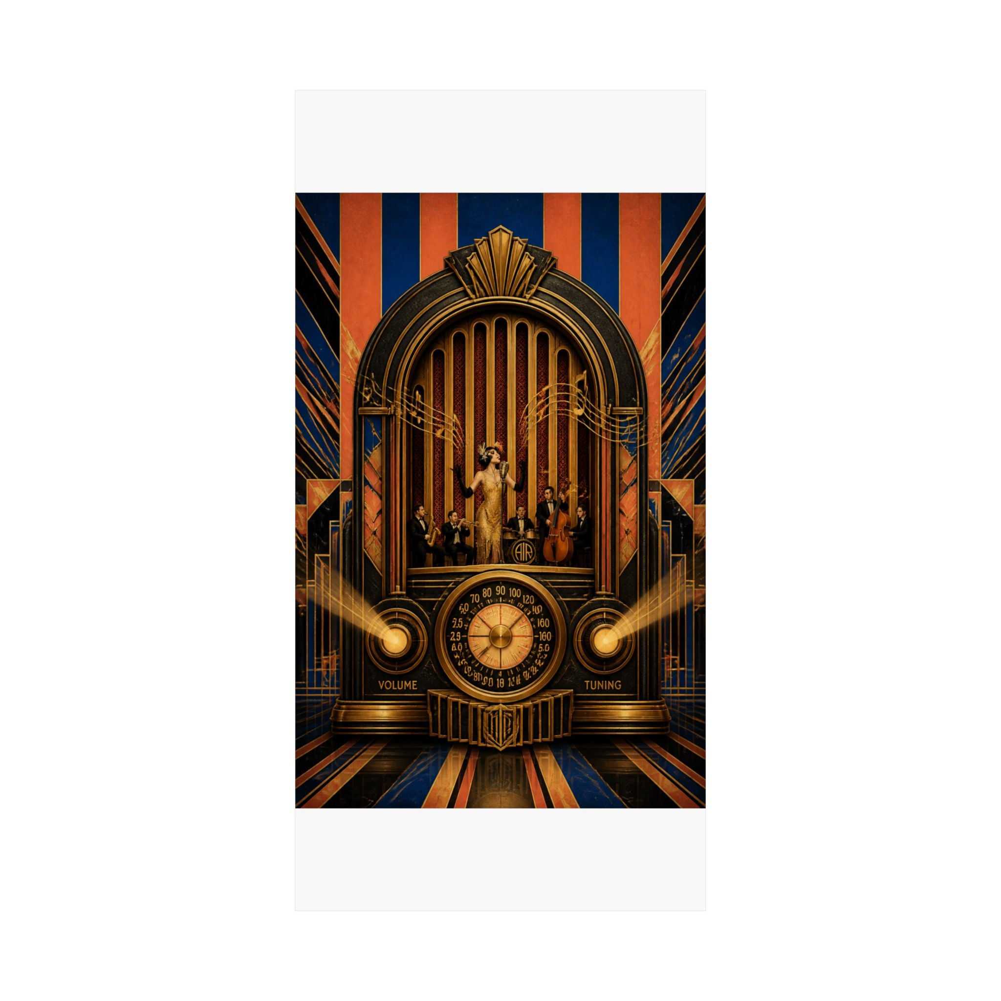 Vintage Radio Stage Wall Art Poster 24×36 Art Deco Bar Area Decor Maximalist Print