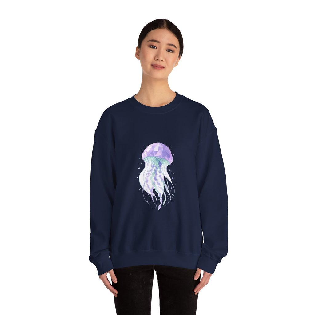 Matching Couple Sweatshirt - Octopus & Jellyfish Matching Couple Crewneck Sweatshirt Geometric Art His Hers Couple Gift - Design B