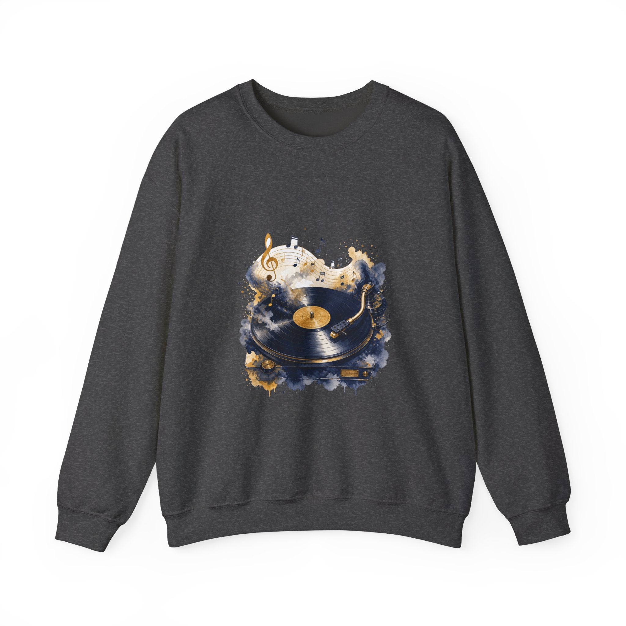 Matching Couple Sweatshirt - Vinyl & Cassette Matching Couple Crewneck Sweatshirt Watercolor Art His Hers Engagement Gift - Design A