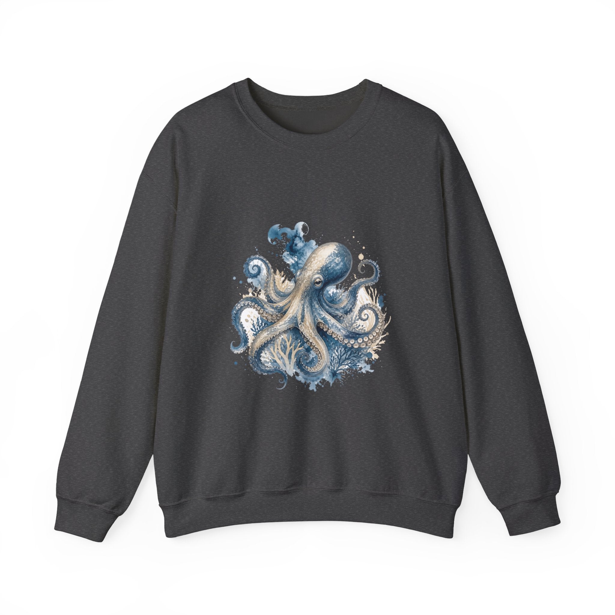 Matching Couple Sweatshirt - Octopus & Jellyfish Matching Couple Crewneck Sweatshirt Watercolor Art His Hers Engagement Gift - Design A