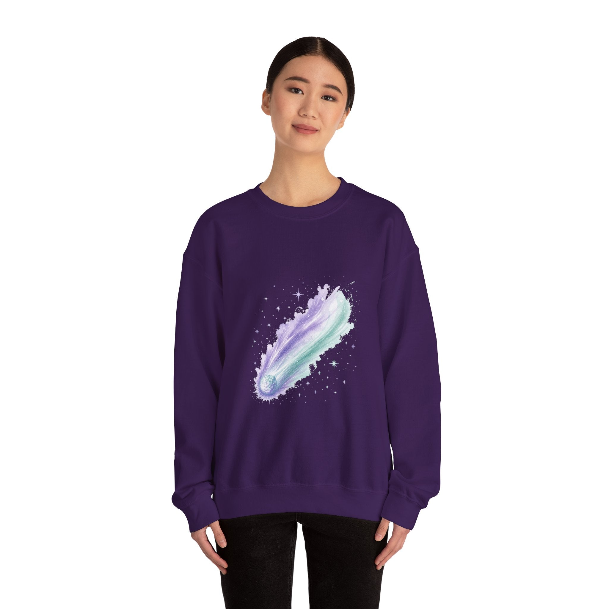 Matching Couple Sweatshirt - Comet & Asteroid Matching Couple Premium Fleece Sweatshirt Watercolor Art His Hers Birthday Gift - Design A