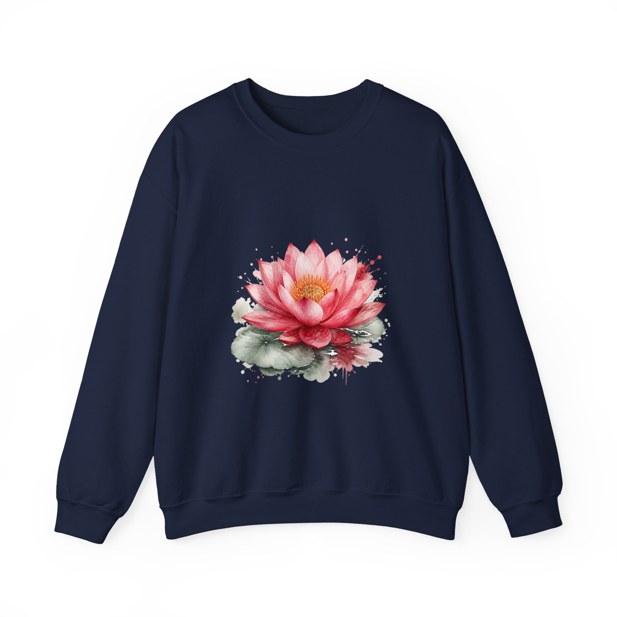 Matching Couple Sweatshirt - Open & Closed Lotus Matching Couple Crewneck Sweatshirt Watercolor Art His Hers Engagement Gift - Design A