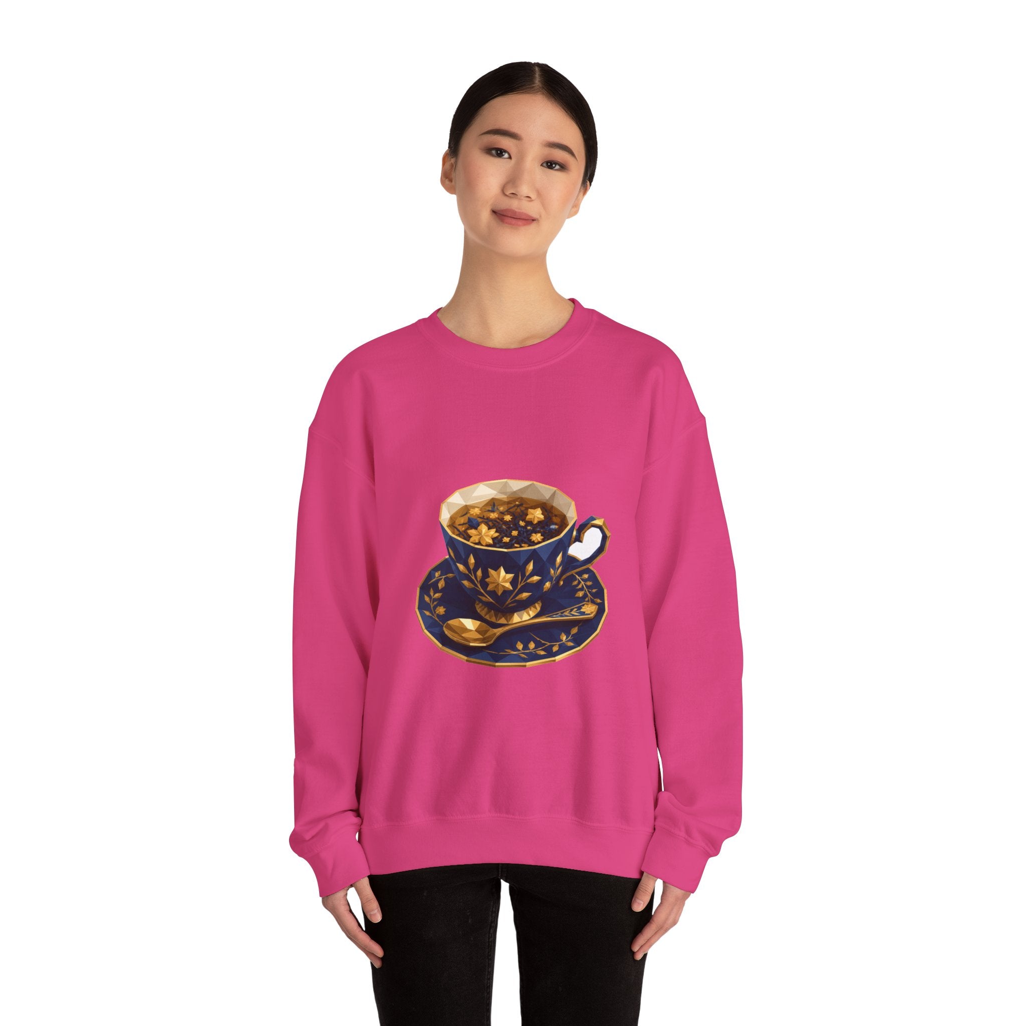 Matching Couple Sweatshirt - Coffee & Tea Matching Couple Comfort Colors Crew Geometric Art His Hers Love Gift - Design B