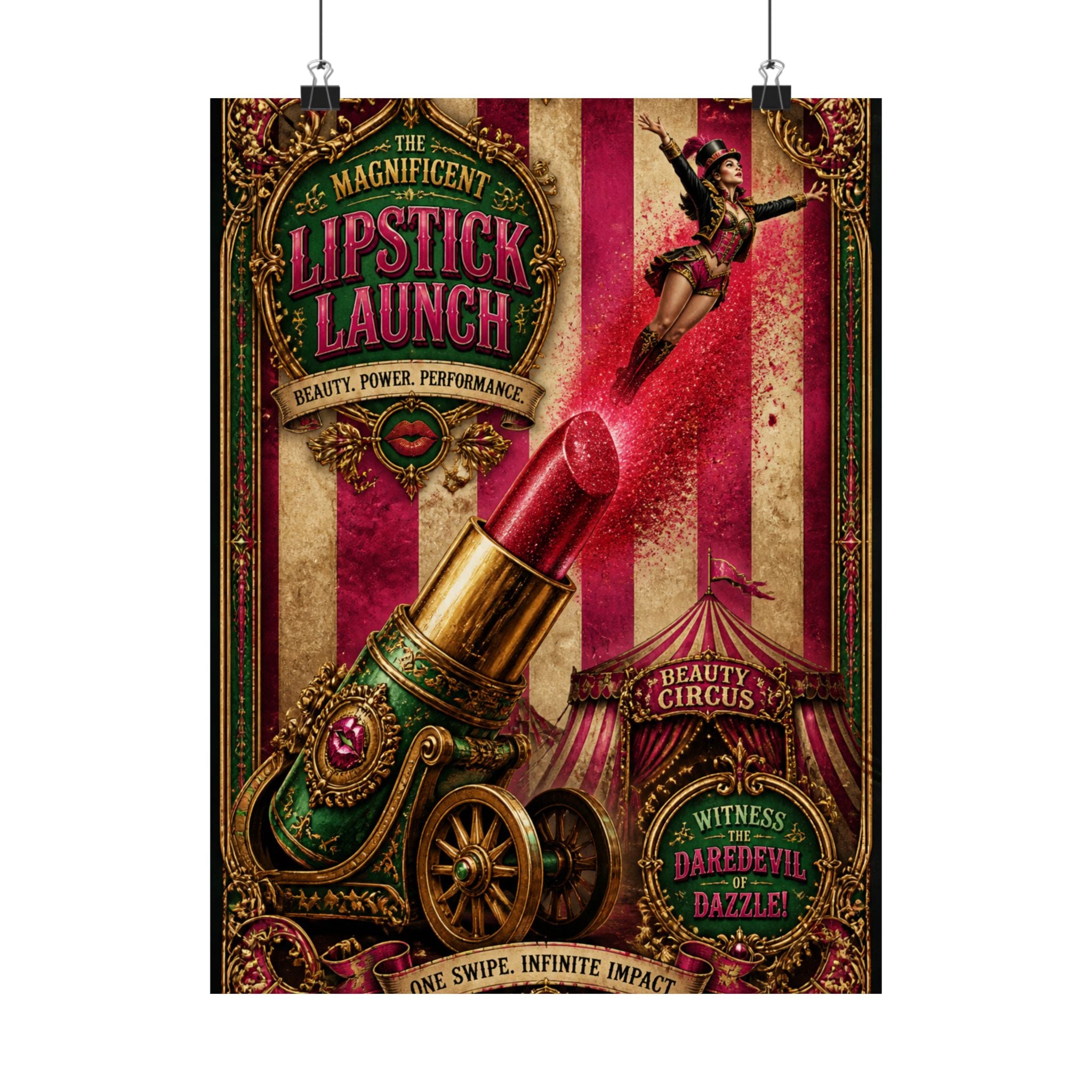 Lipstick Cannon Wall Art Poster 24×36 Baroque Studio Decor Maximalist Print