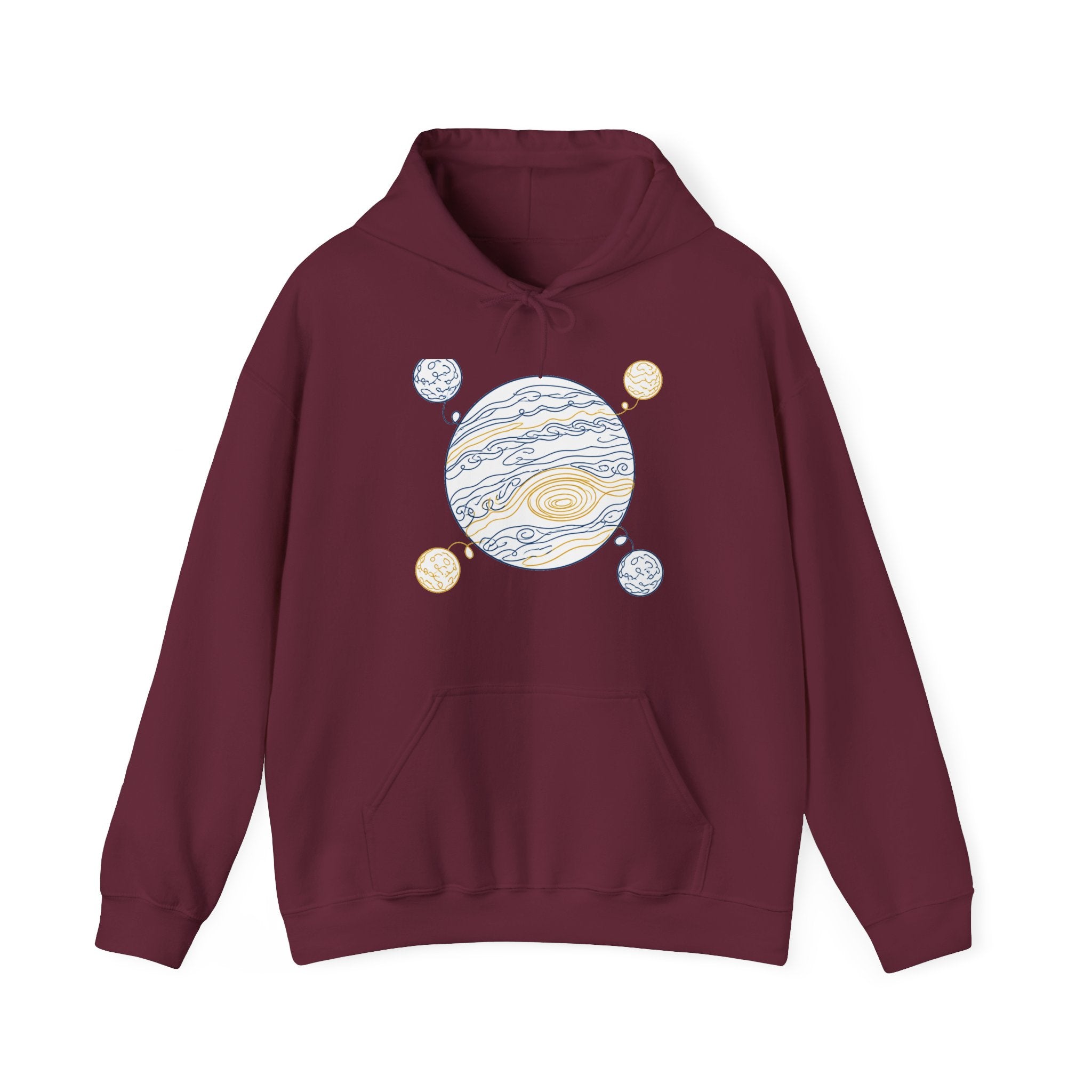 Matching Couple Sweatshirt - Saturn & Jupiter Matching Couple Hooded Sweatshirt Minimalist Art His Hers Valentine Gift - Design B