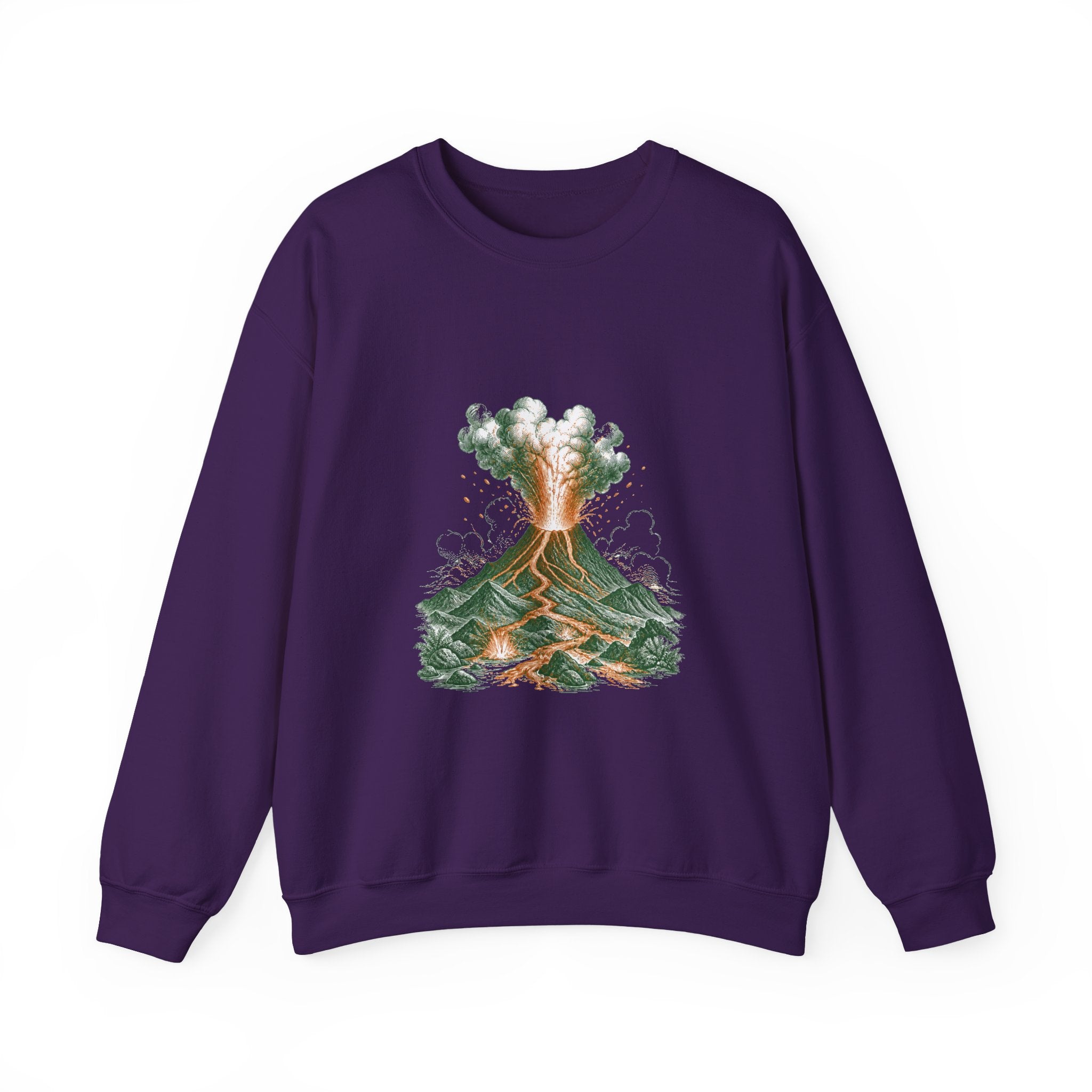 Matching Couple Sweatshirt - Volcano & Glacier Matching Couple Crewneck Sweatshirt Vintage Art His Hers Wedding Gift - Design A