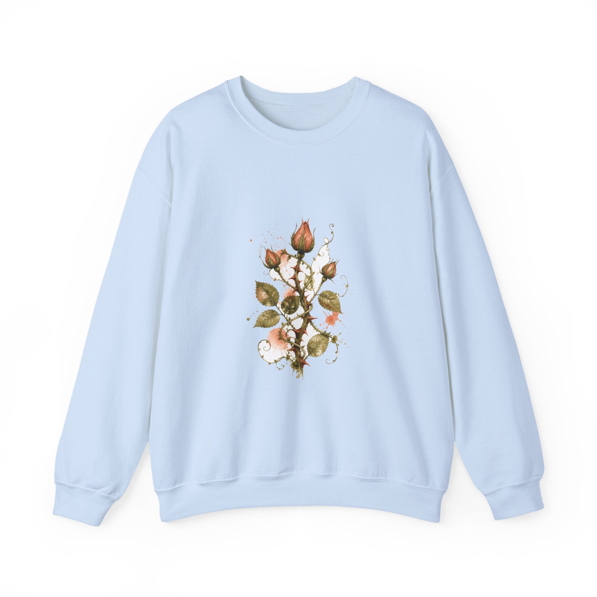 Matching Couple Sweatshirt - Rose & Thorn Matching Couple Premium Fleece Sweatshirt Watercolor Art His Hers Birthday Gift - Design B