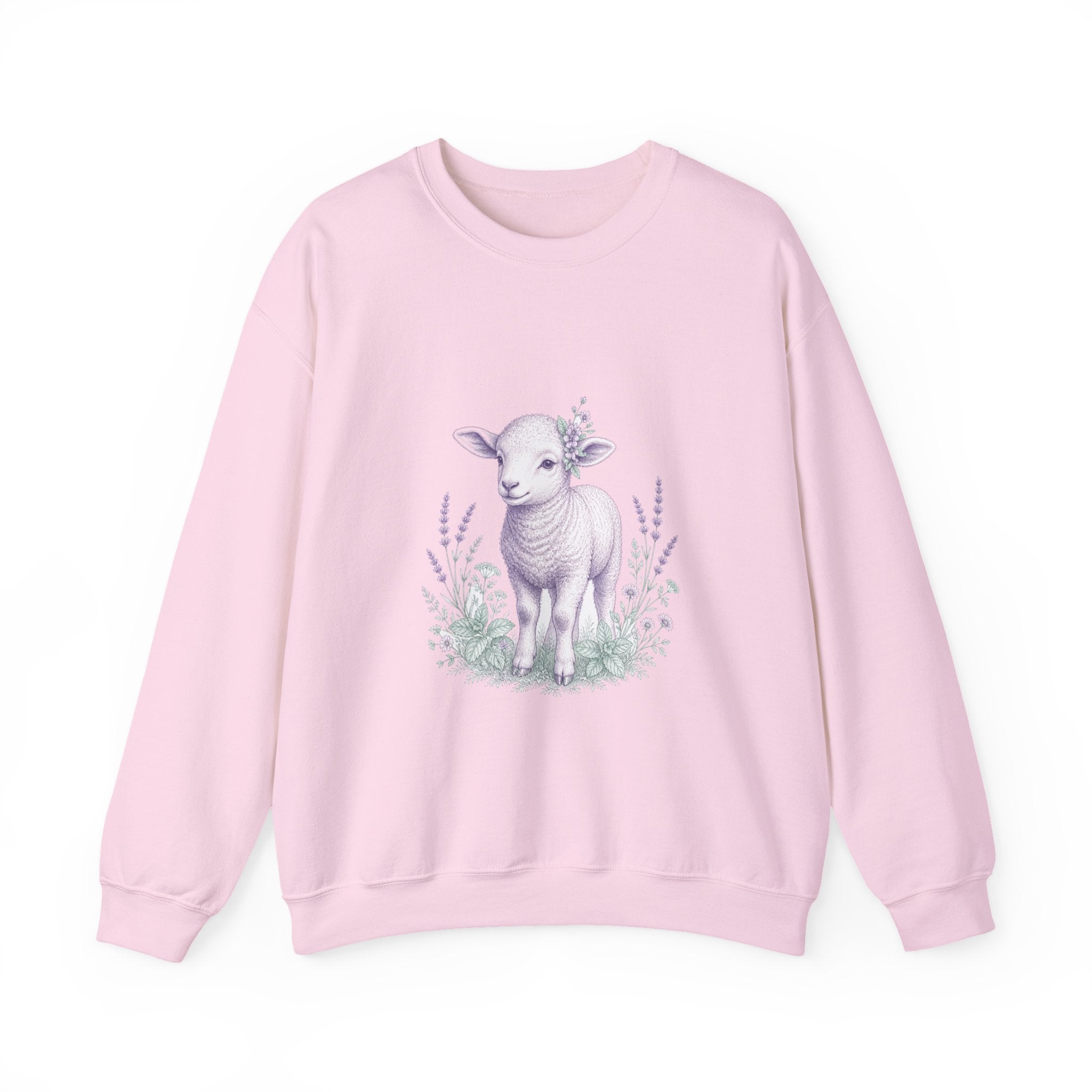Matching Couple Sweatshirt - Lion & Lamb Matching Couple Crewneck Sweatshirt Vintage Art His Hers Wedding Gift - Design B