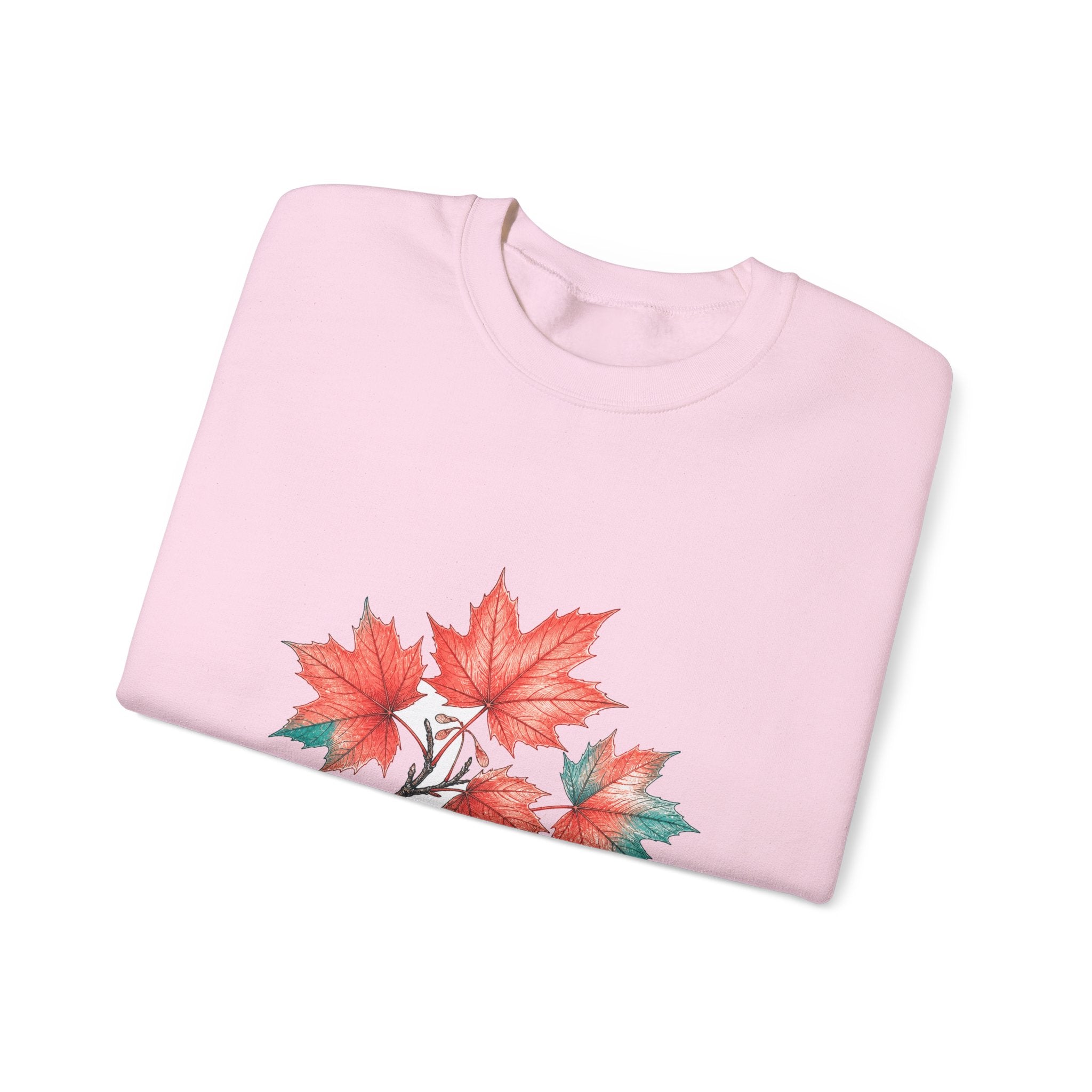Matching Couple Sweatshirt - Cherry Blossom & Maple Leaf Matching Couple Premium Fleece Sweatshirt Hand-Drawn Art His Hers Anniversary Gift - Design B