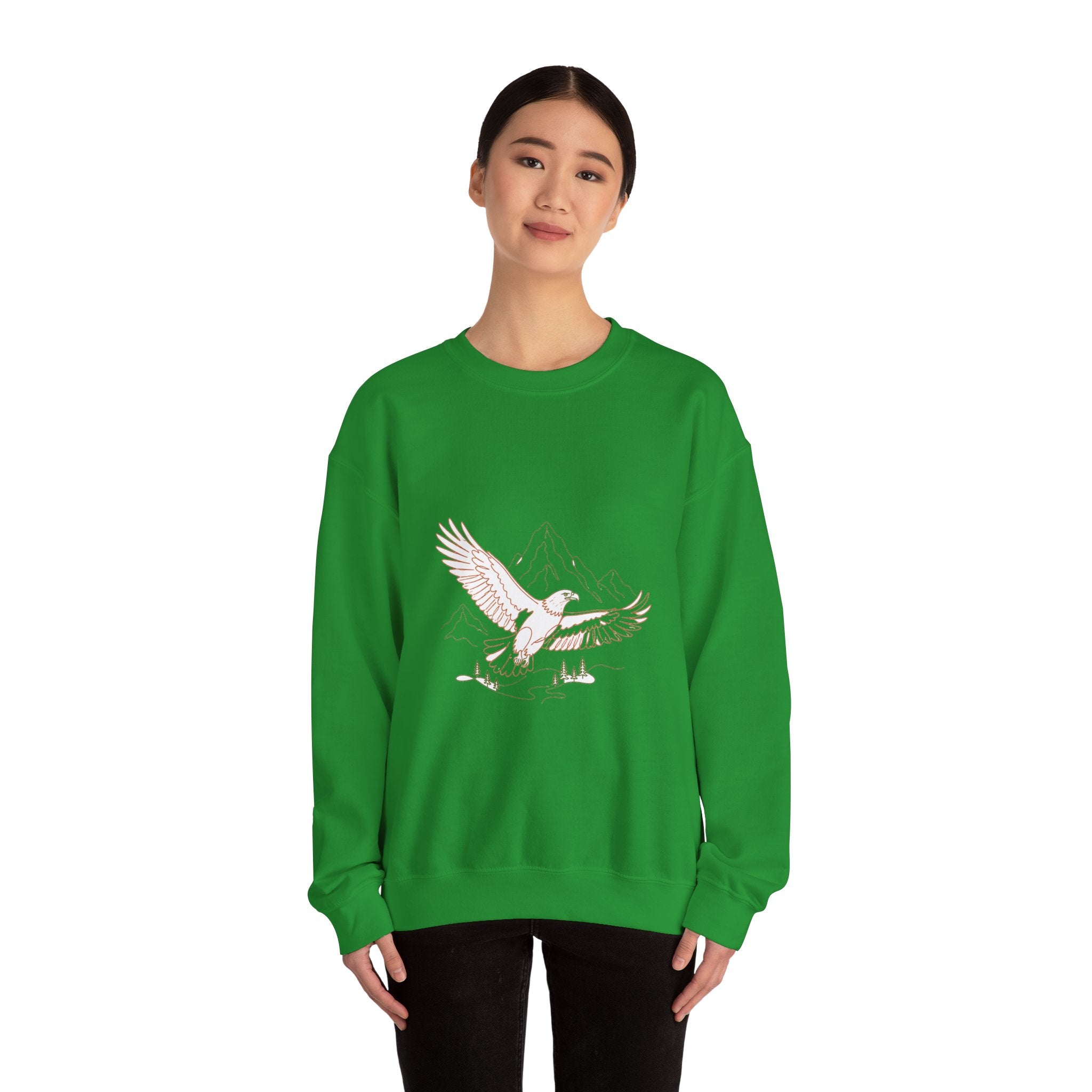 Matching Couple Sweatshirt - Eagle & Whale Matching Couple Premium Fleece Sweatshirt Minimalist Art His Hers Christmas Gift - Design A
