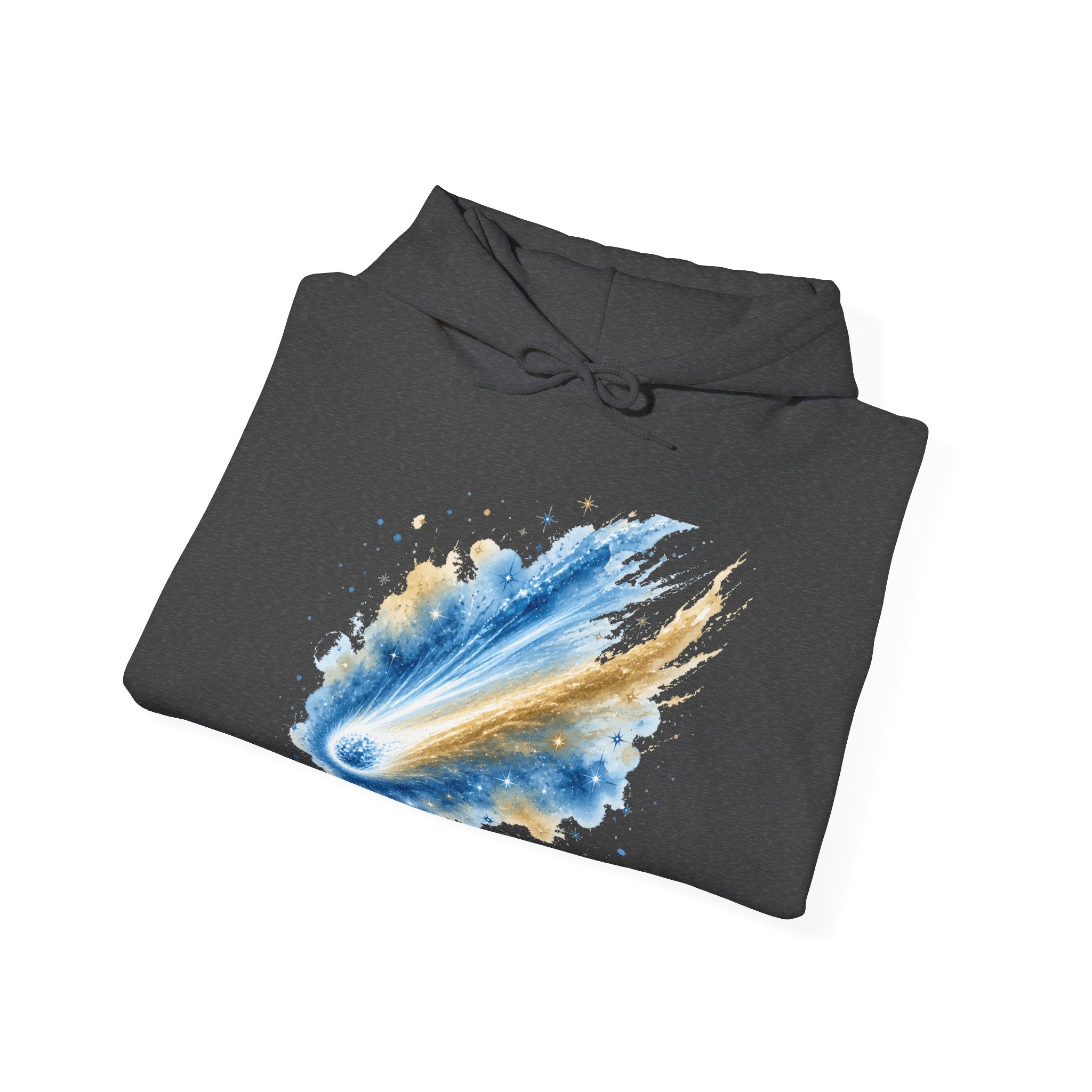 Matching Couple Sweatshirt - Comet & Asteroid Matching Couple Hooded Sweatshirt Watercolor Art His Hers Engagement Gift - Design A