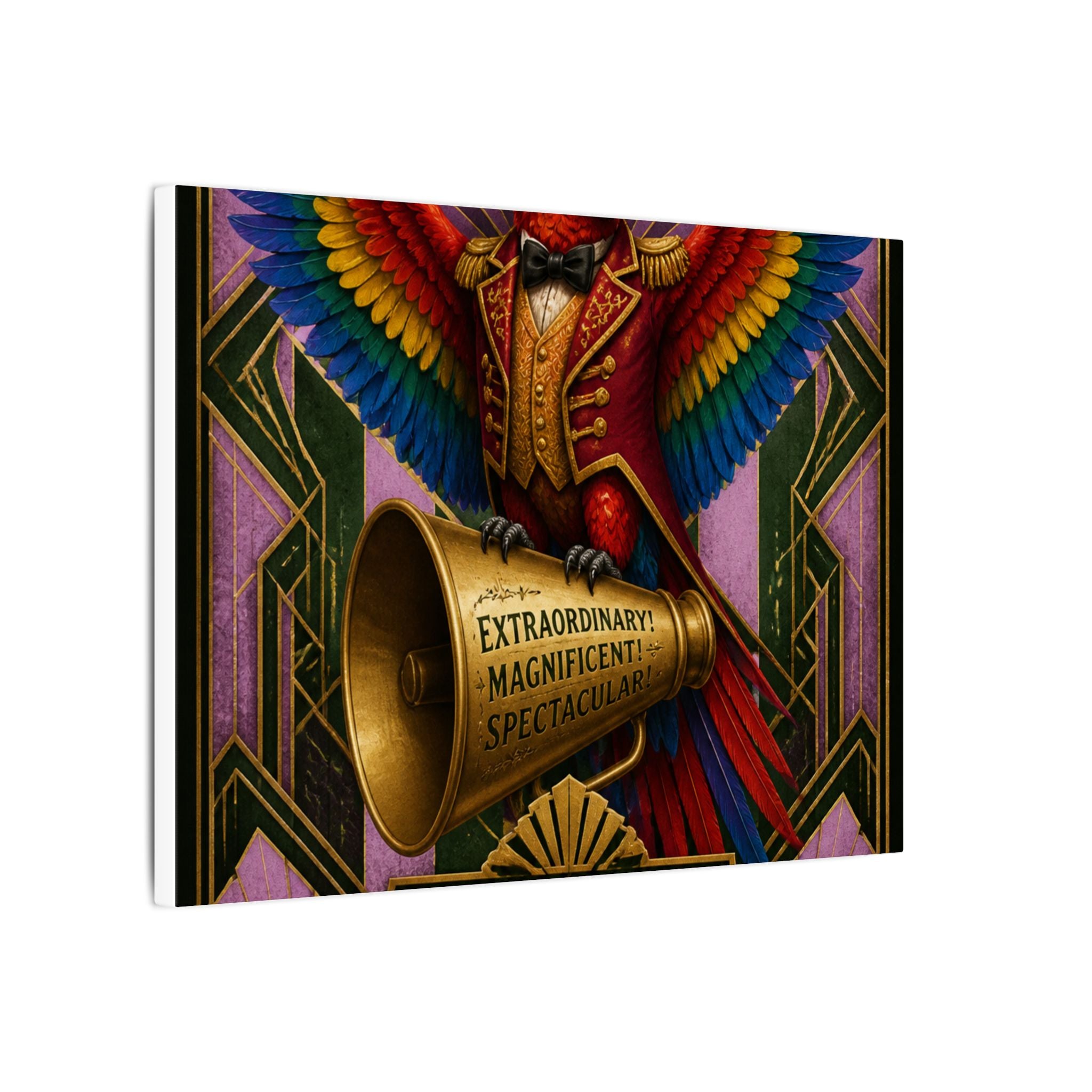Parrot Ringmaster Wall Art Canvas 16×20 Art Deco Entryway Decor Maximalist Print