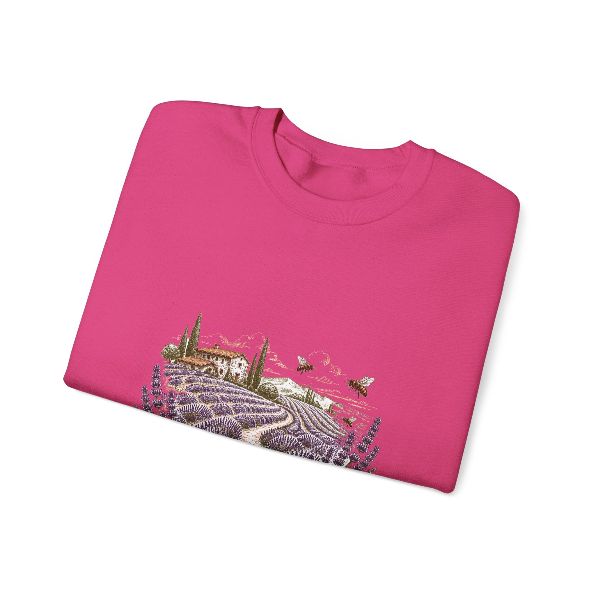 Matching Couple Sweatshirt - Lavender Fields & Canyon Matching Couple Premium Fleece Sweatshirt Hand-Drawn Art His Hers Anniversary Gift - Design A