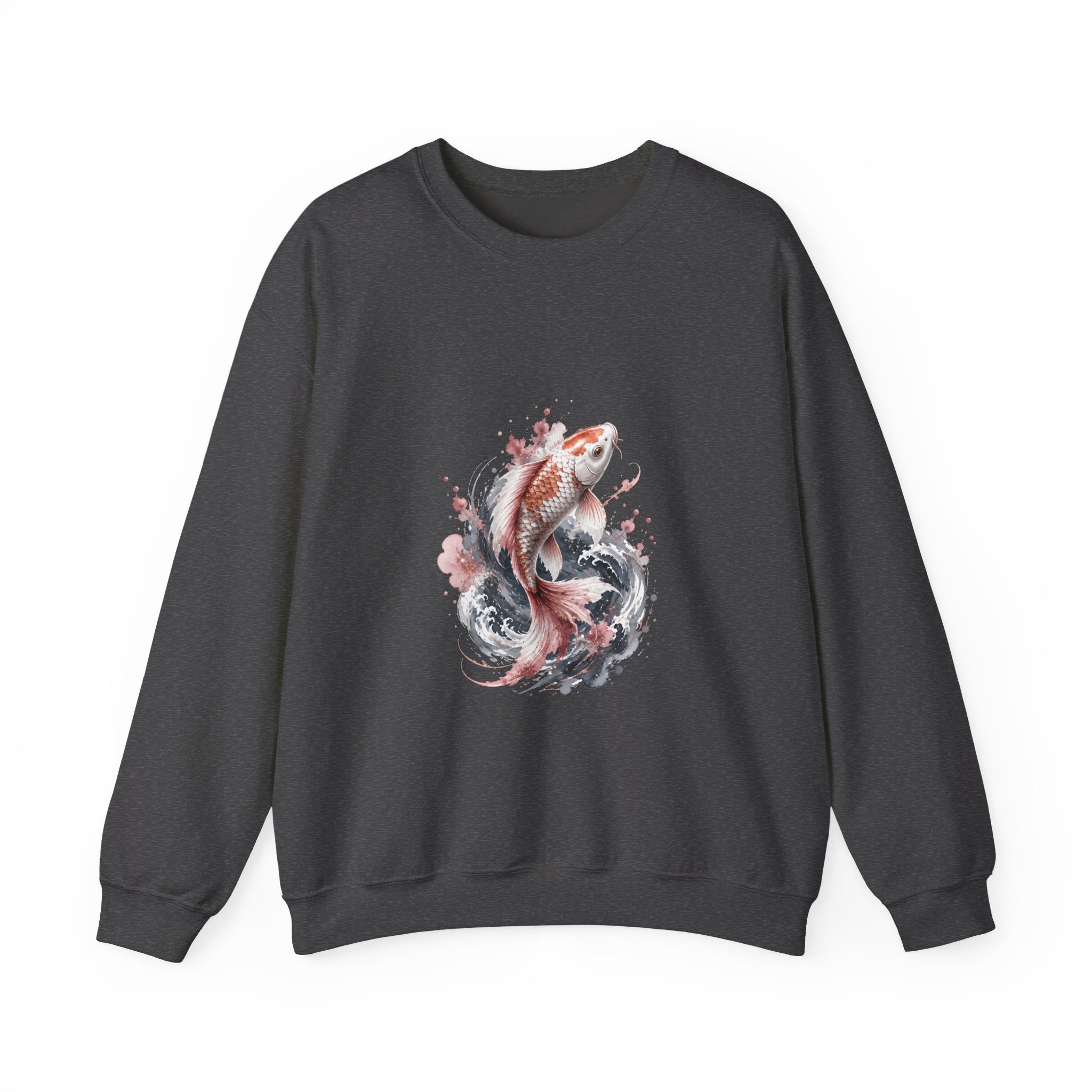 Matching Couple Sweatshirt - Koi Fish Yin Yang Matching Couple Crewneck Sweatshirt Watercolor Art His Hers Engagement Gift - Design A