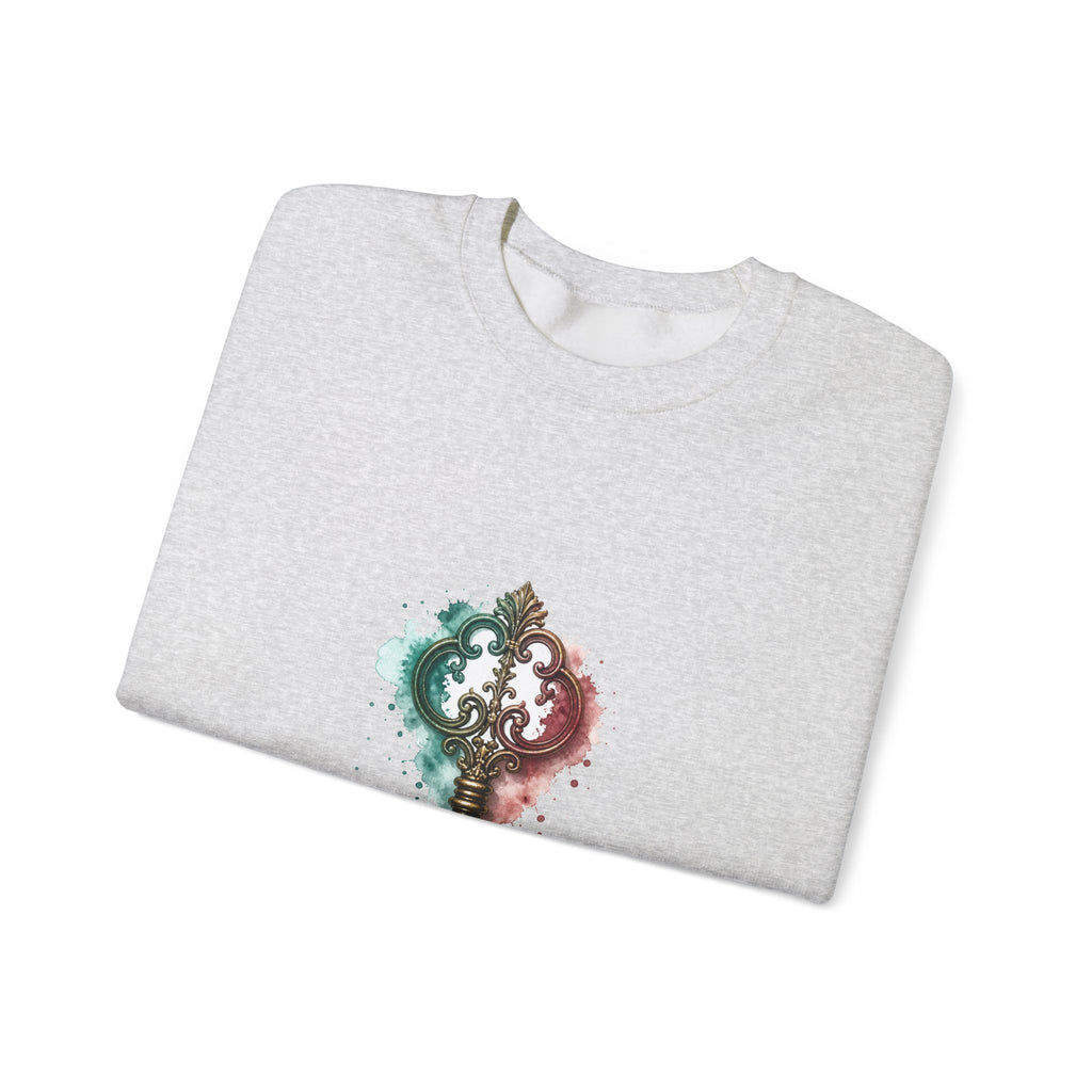 Matching Couple Sweatshirt - Key & Lock Matching Couple Premium Fleece Sweatshirt Watercolor Art His Hers Birthday Gift - Design A