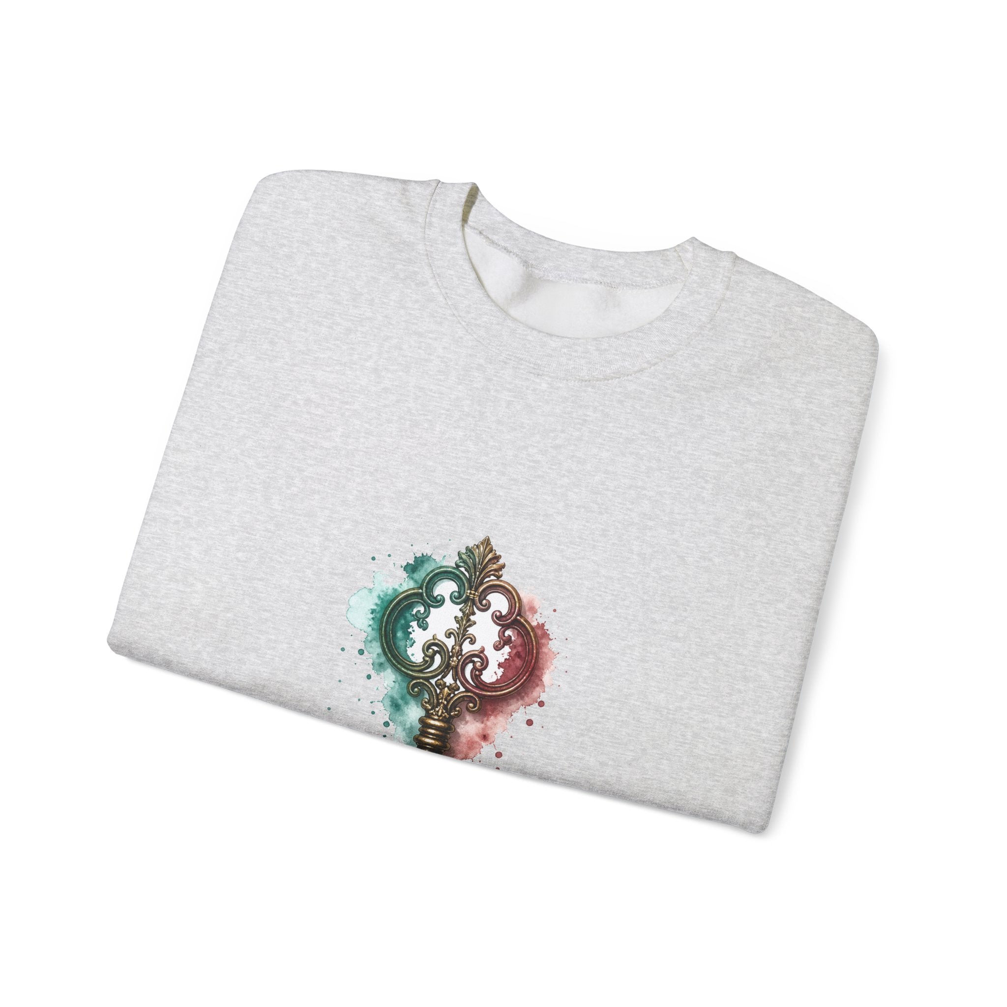 Matching Couple Sweatshirt - Key & Lock Matching Couple Premium Fleece Sweatshirt Watercolor Art His Hers Birthday Gift - Design A