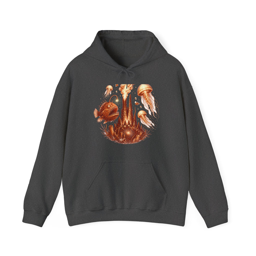 Matching Couple Sweatshirt - Coral Reef & Deep Sea Matching Couple Hooded Sweatshirt Hand-Drawn Art His Hers Best Friend Gift - Design B