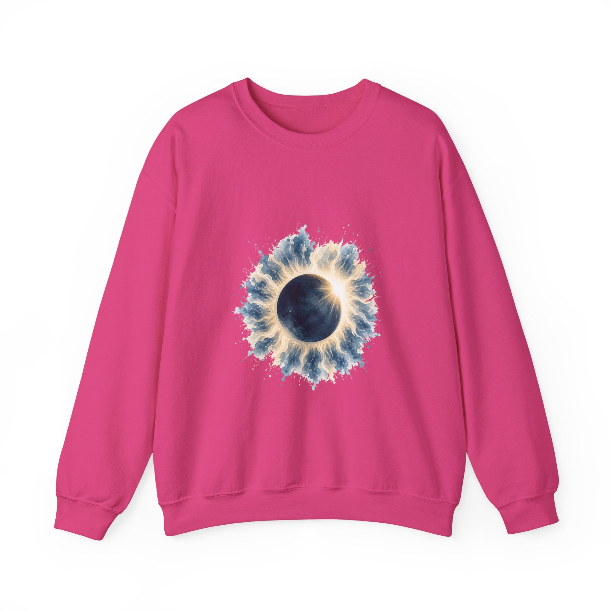 Matching Couple Sweatshirt - Solar & Lunar Eclipse Matching Couple Comfort Colors Crew Watercolor Art His Hers Birthday Gift - Design A