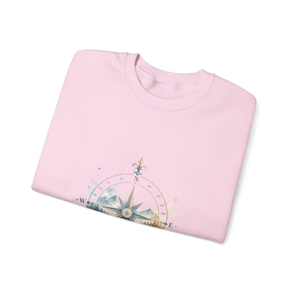 Matching Couple Sweatshirt - Compass North & South Matching Couple Crewneck Sweatshirt Watercolor Art His Hers Engagement Gift - Design B