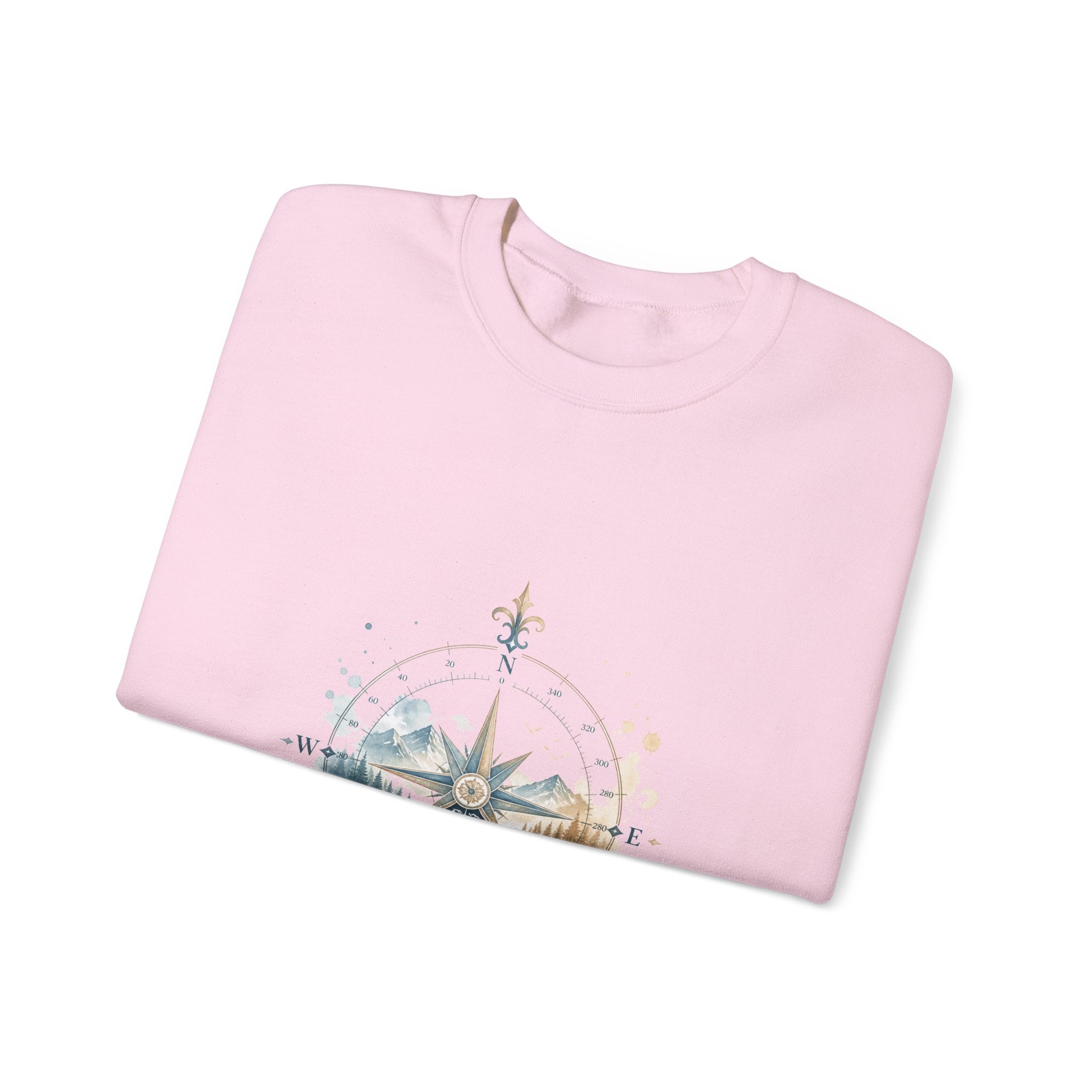 Matching Couple Sweatshirt - Compass North & South Matching Couple Crewneck Sweatshirt Watercolor Art His Hers Engagement Gift - Design B