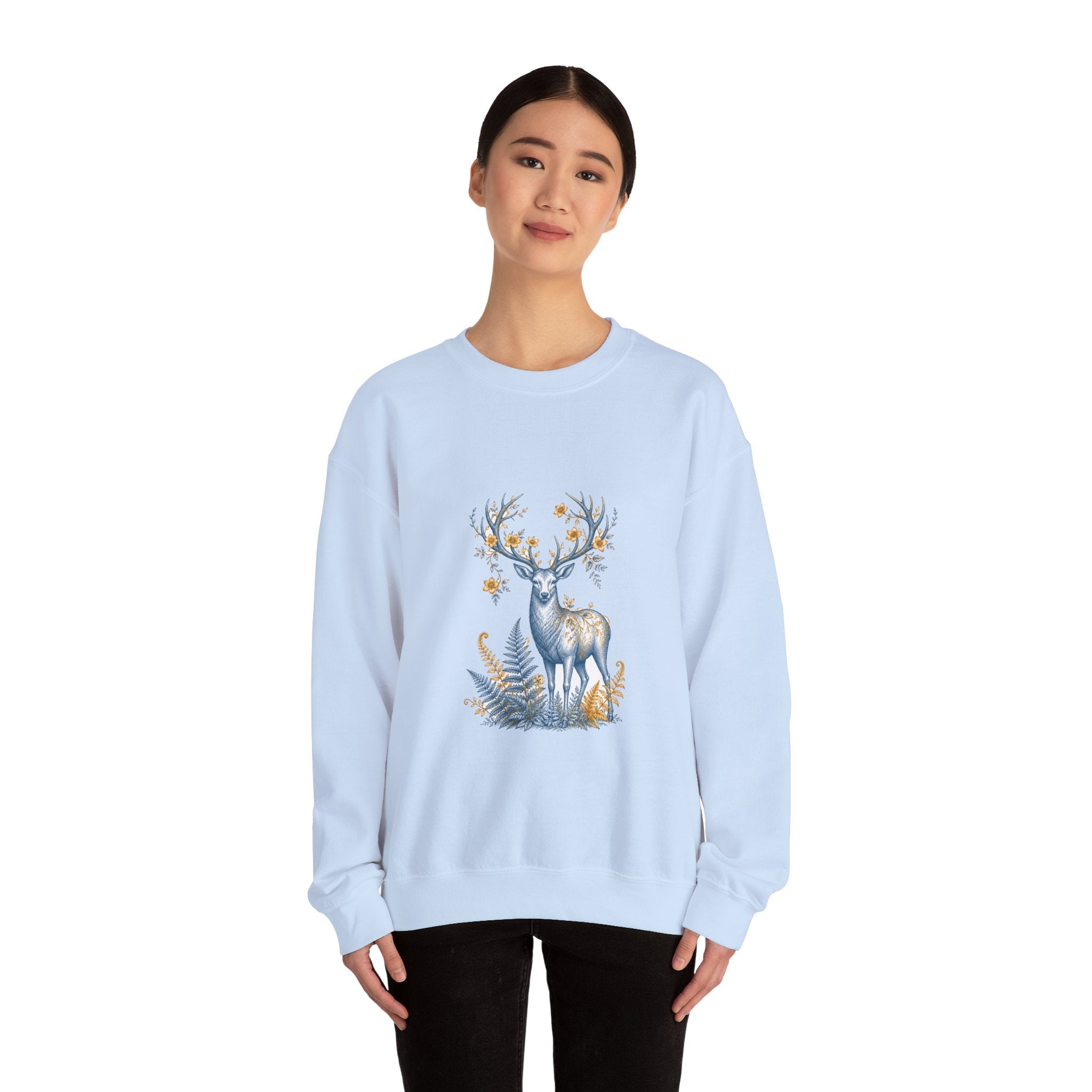 Matching Couple Sweatshirt - Bear & Deer Matching Couple Crewneck Sweatshirt Vintage Art His Hers Wedding Gift - Design B