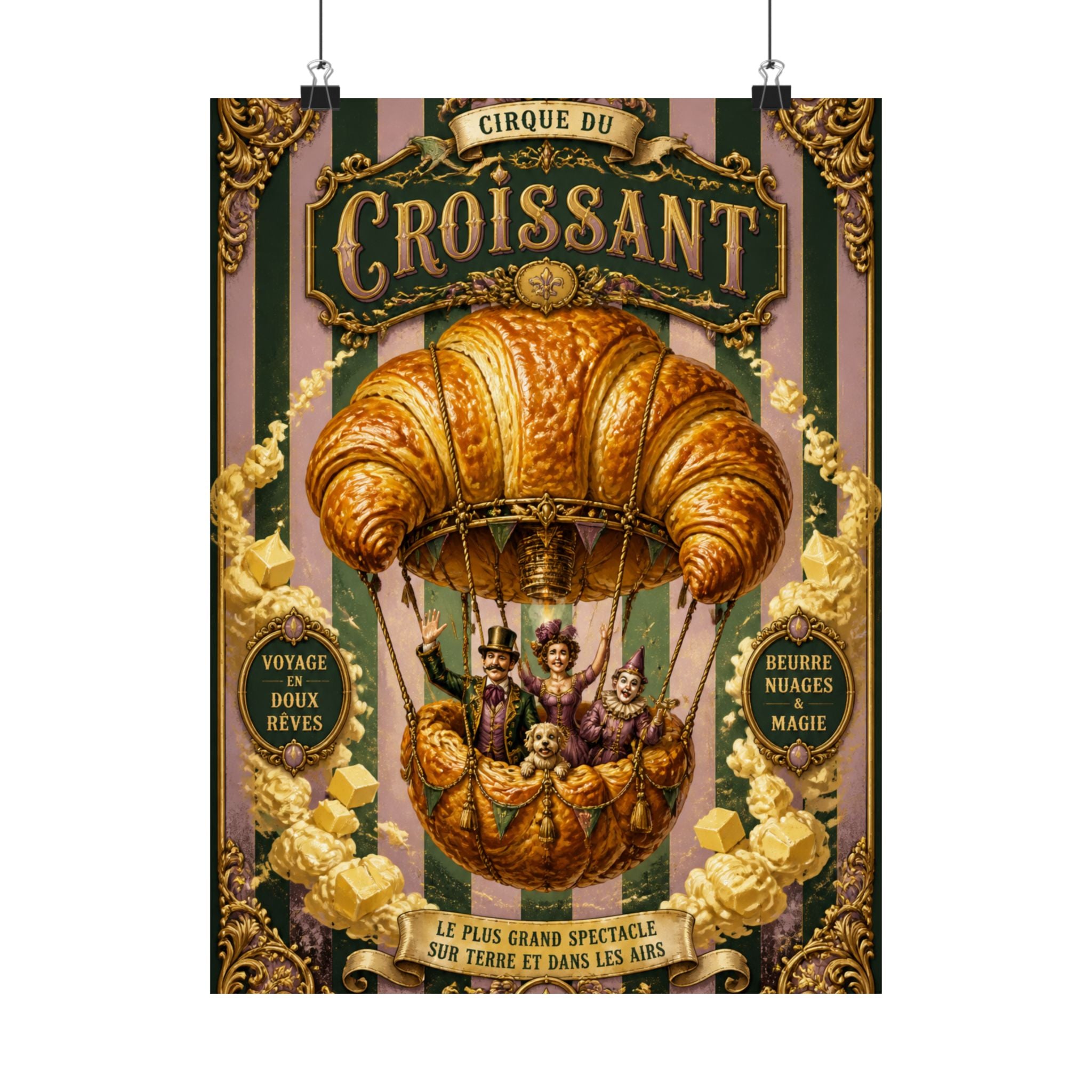 Croissant Hot Air Balloon Wall Art Poster 24×36 Baroque Studio Decor Maximalist Print