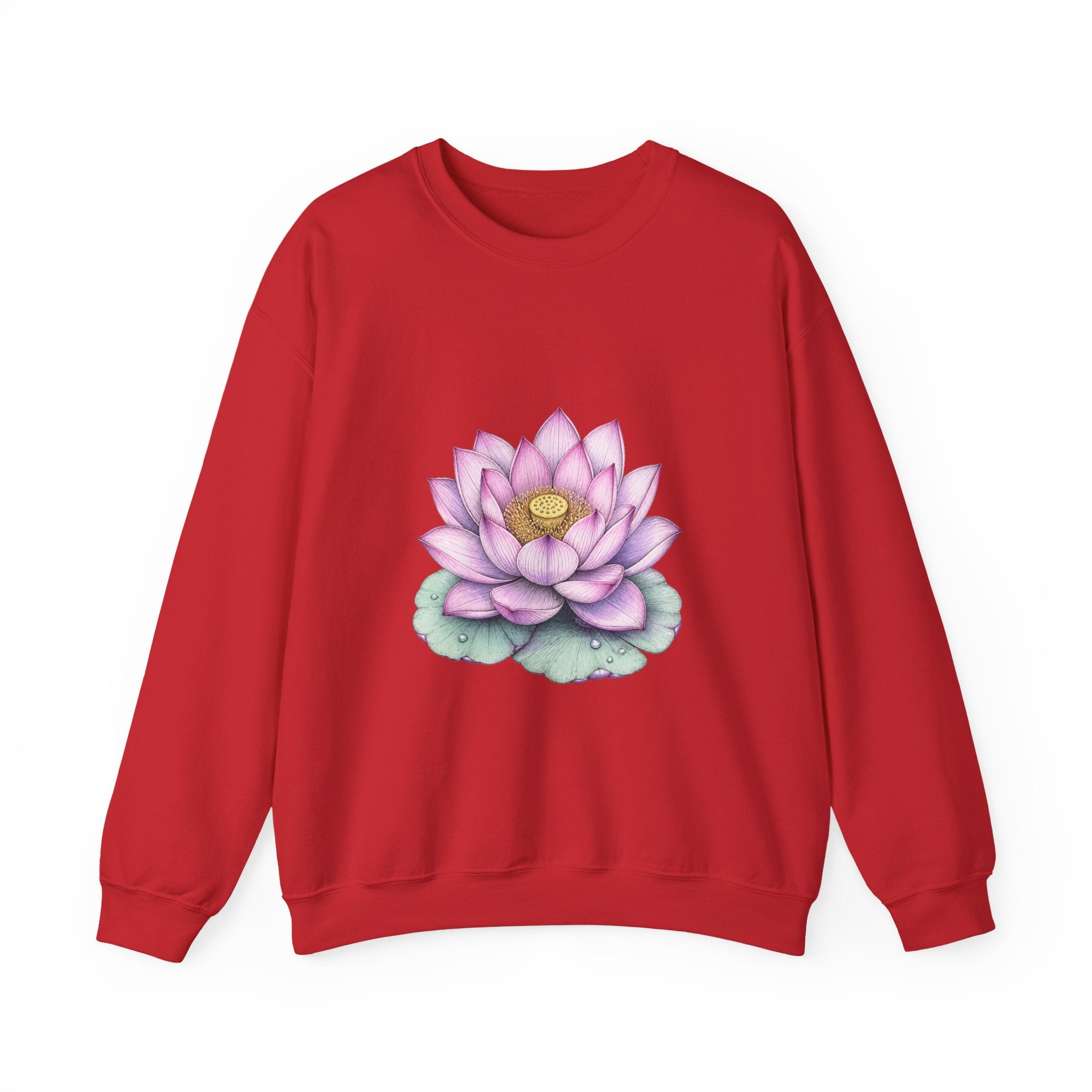 Matching Couple Sweatshirt - Open & Closed Lotus Matching Couple Crewneck Sweatshirt Hand-Drawn Art His Hers Best Friend Gift - Design A