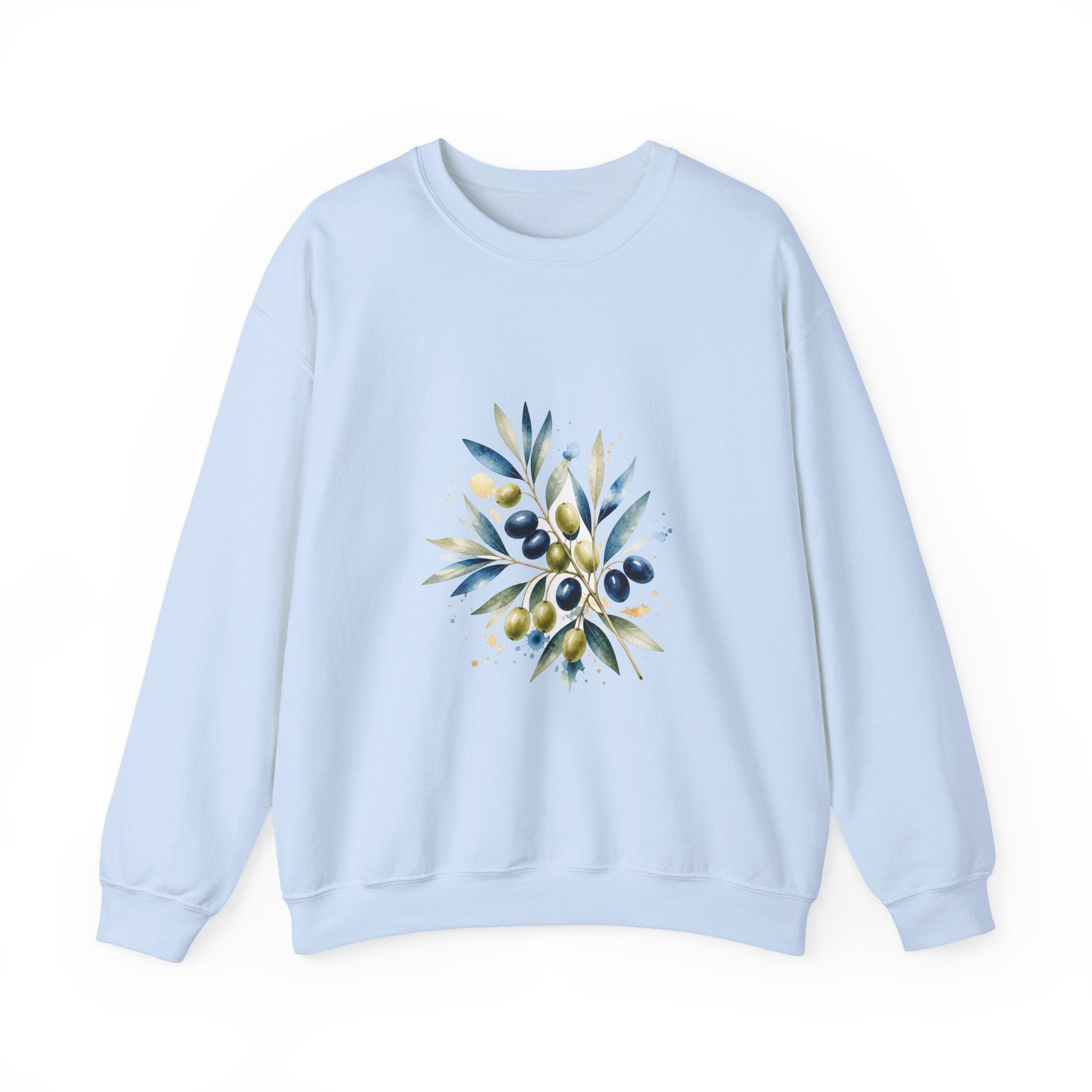Matching Couple Sweatshirt - Olive Branch & Fig Matching Couple Comfort Colors Crew Watercolor Art His Hers Birthday Gift - Design A