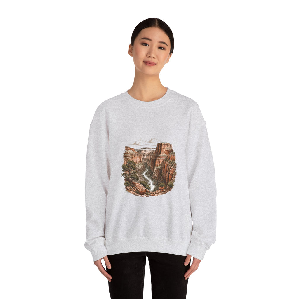 Matching Couple Sweatshirt - Lavender Fields & Canyon Matching Couple Premium Fleece Sweatshirt Hand-Drawn Art His Hers Anniversary Gift - Design B