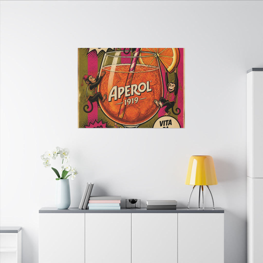 Aperol Spritz Monkeys Wall Art Canvas 16×20 Pop Art Living Room Decor Maximalist Print