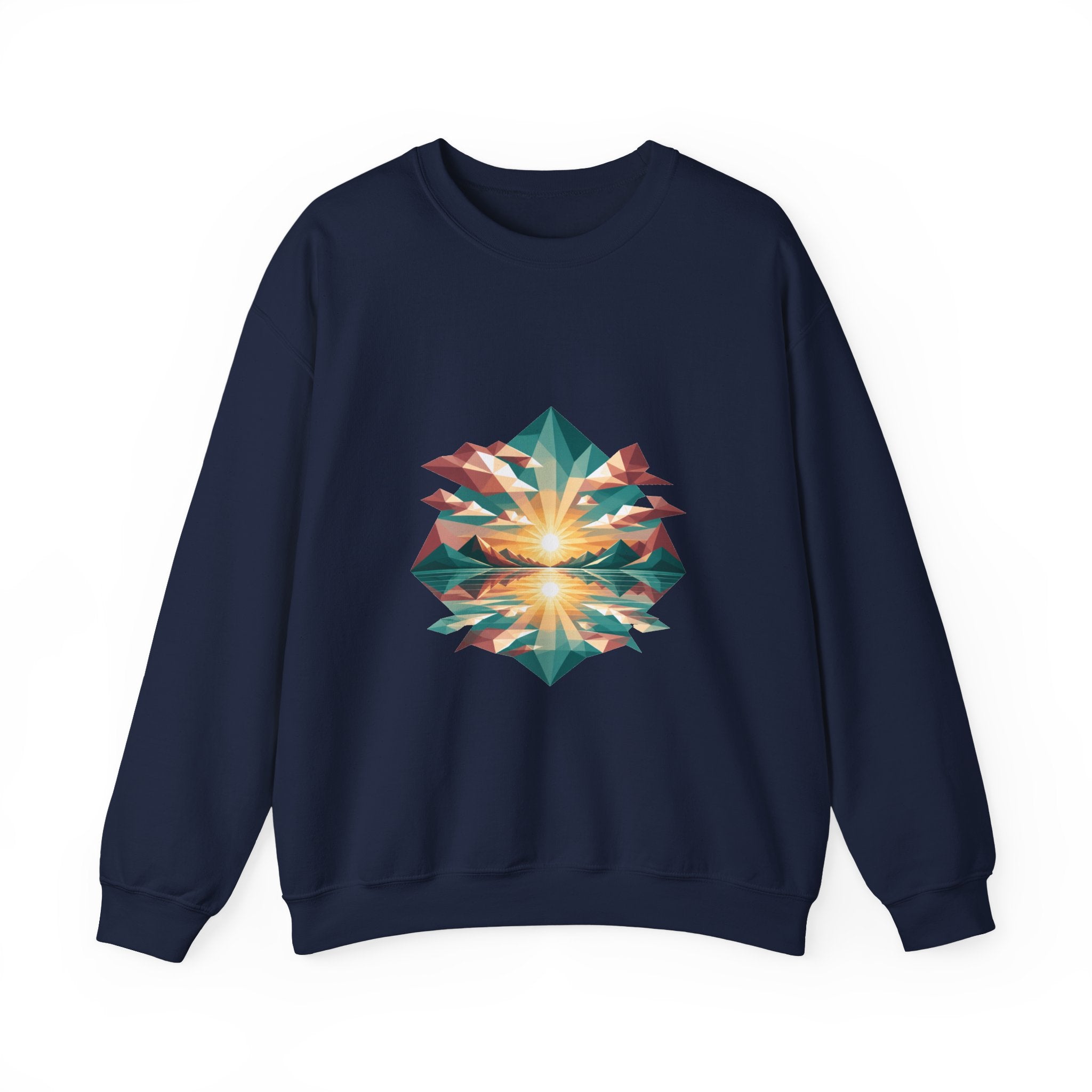 Matching Couple Sweatshirt - Sunrise & Sunset Matching Couple Premium Fleece Sweatshirt Geometric Art His Hers Love Gift - Design A