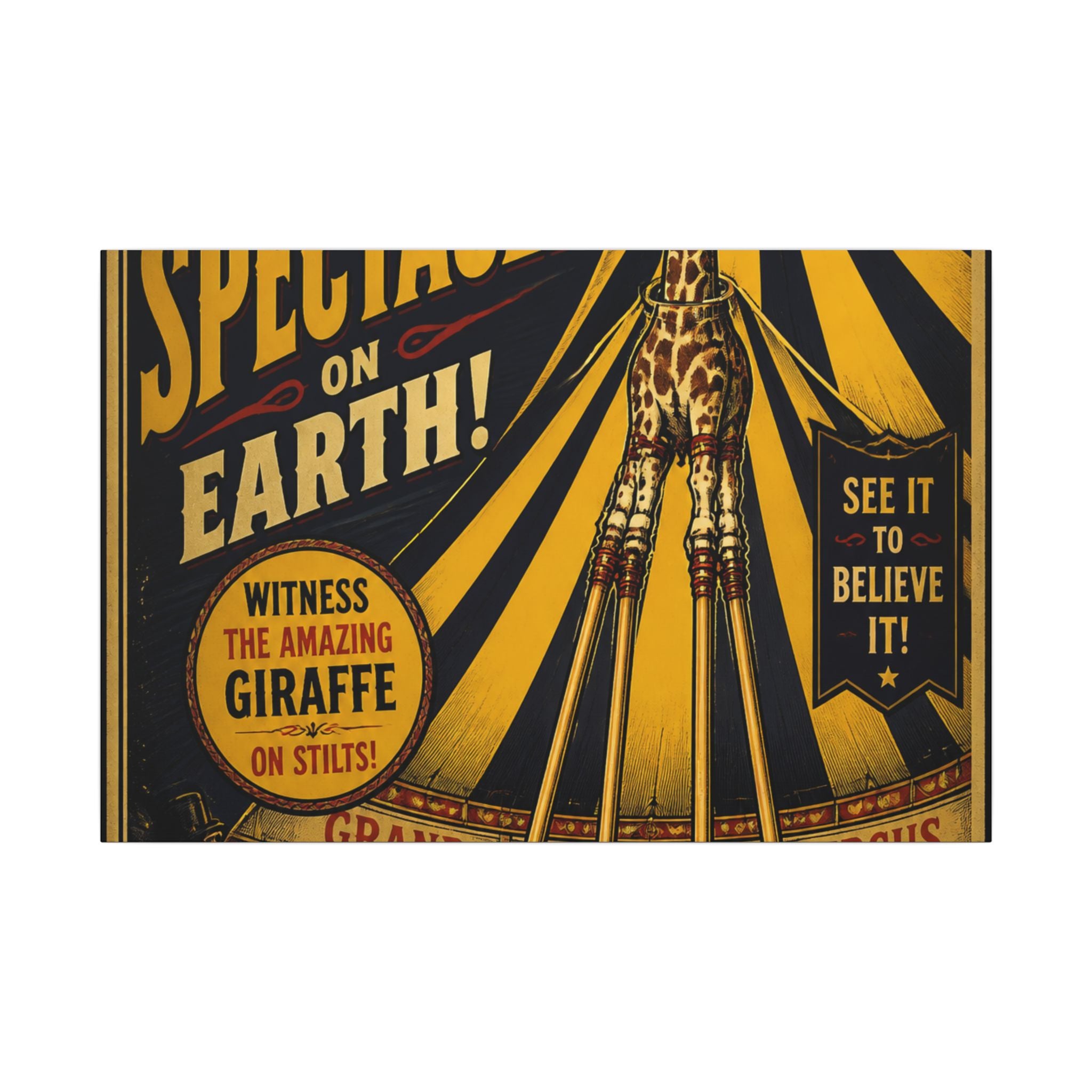 Giraffe on Stilts Wall Art Canvas 16×20 Vintage Circus Kitchen Decor Maximalist Print