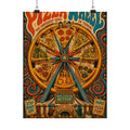 Pizza Ferris Wheel Wall Art Poster 18×24 Psychedelic Cafe Decor Maximalist Print