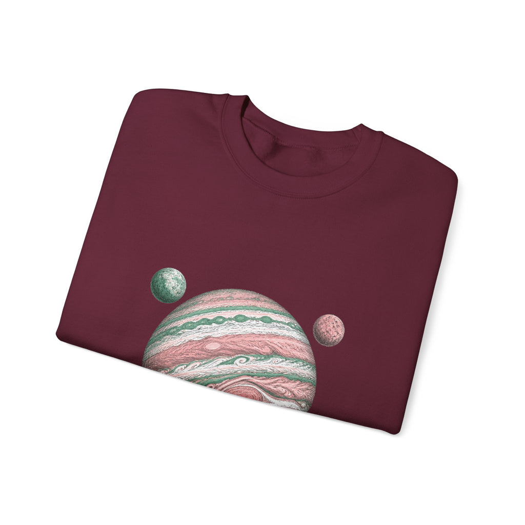 Matching Couple Sweatshirt - Saturn & Jupiter Matching Couple Premium Fleece Sweatshirt Hand-Drawn Art His Hers Anniversary Gift - Design B