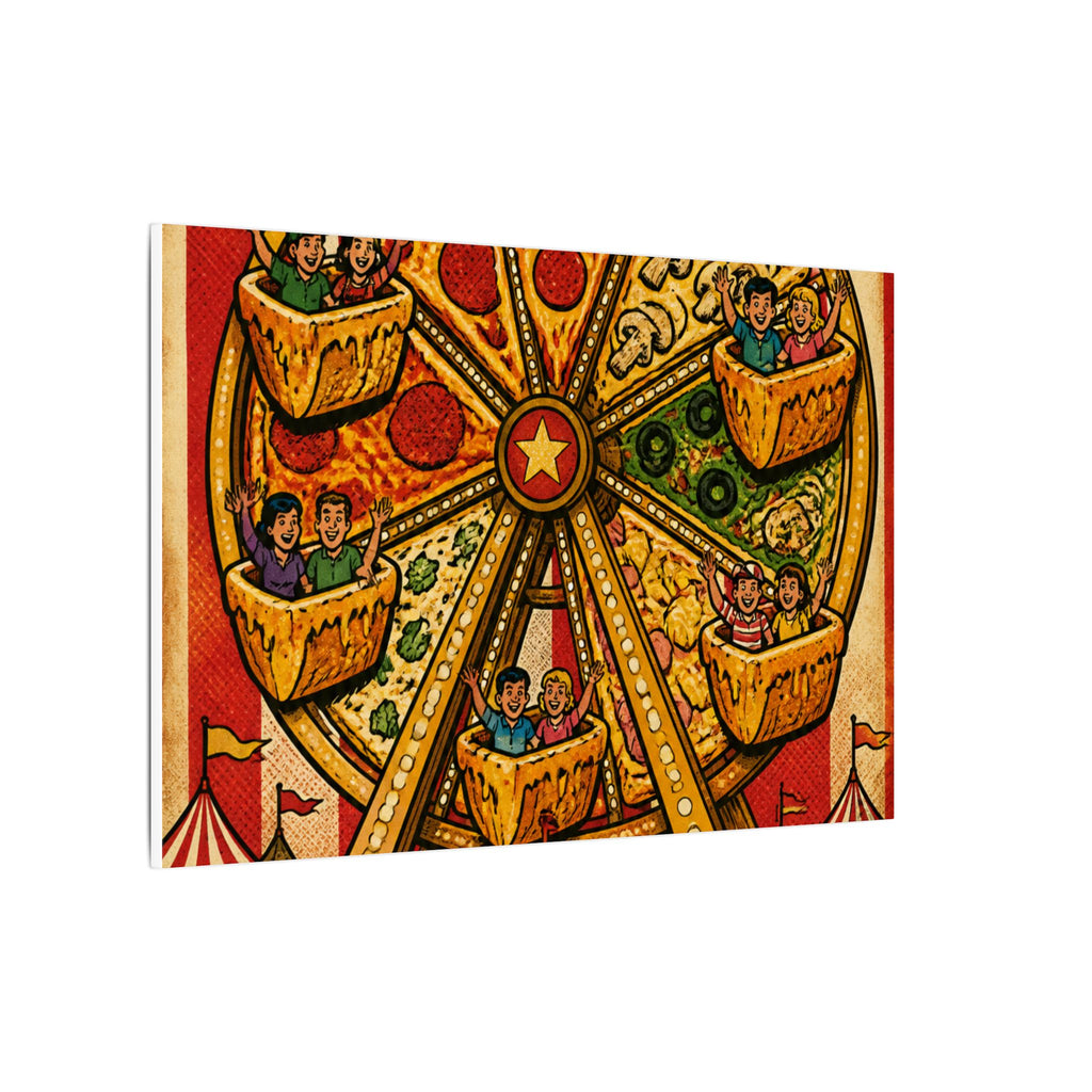 Pizza Ferris Wheel Wall Art Canvas 16×20 Pop Art Living Room Decor Maximalist Print