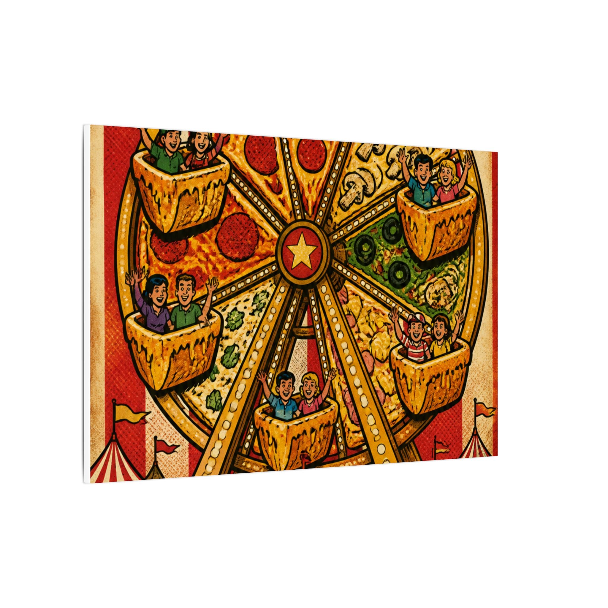 Pizza Ferris Wheel Wall Art Canvas 16×20 Pop Art Living Room Decor Maximalist Print
