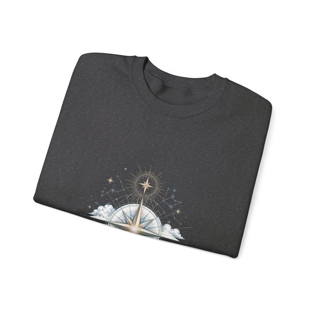 Matching Couple Sweatshirt - Shooting Star & North Star Matching Couple Crewneck Sweatshirt Hand-Drawn Art His Hers Best Friend Gift - Design B