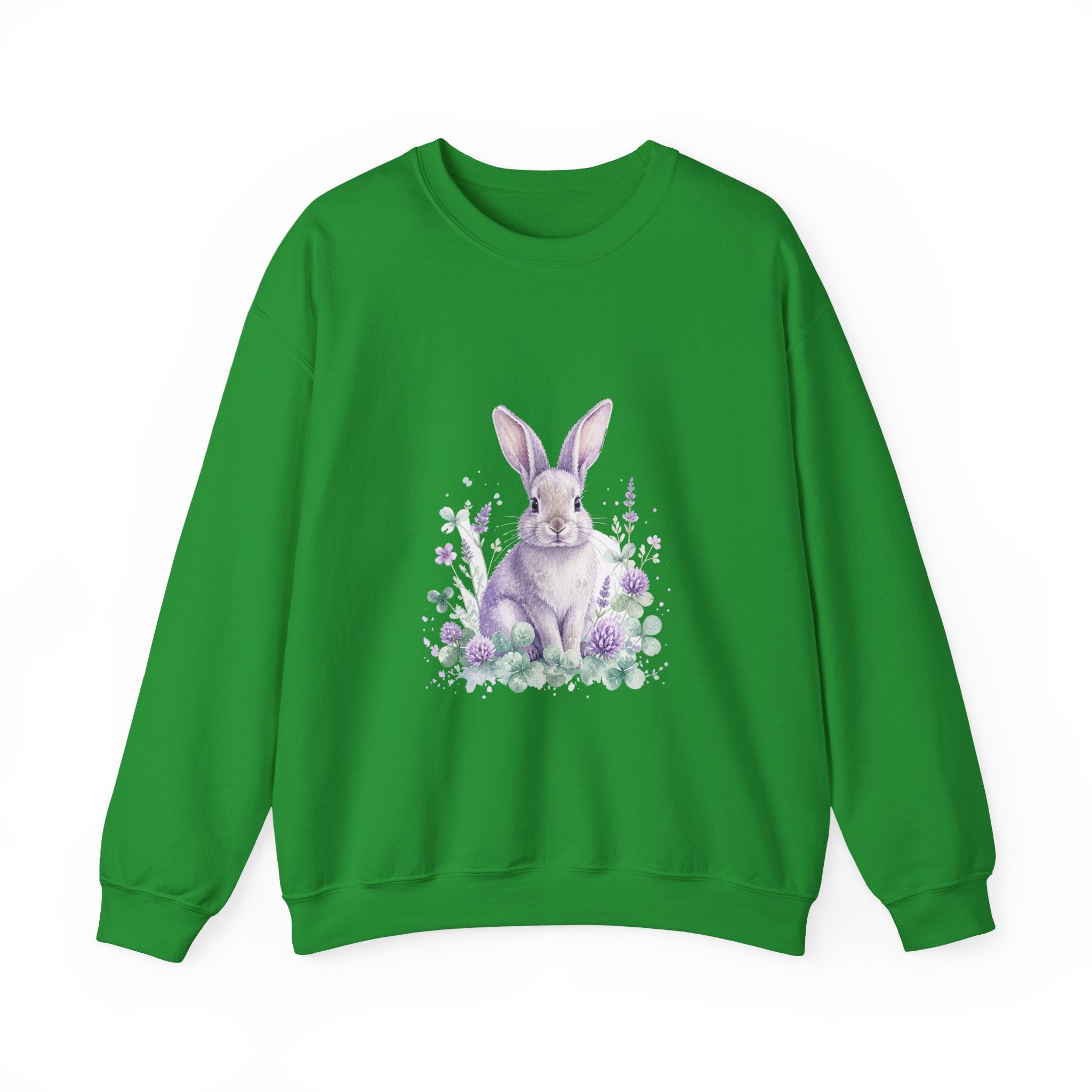 Matching Couple Sweatshirt - Fox & Rabbit Matching Couple Crewneck Sweatshirt Watercolor Art His Hers Engagement Gift - Design B