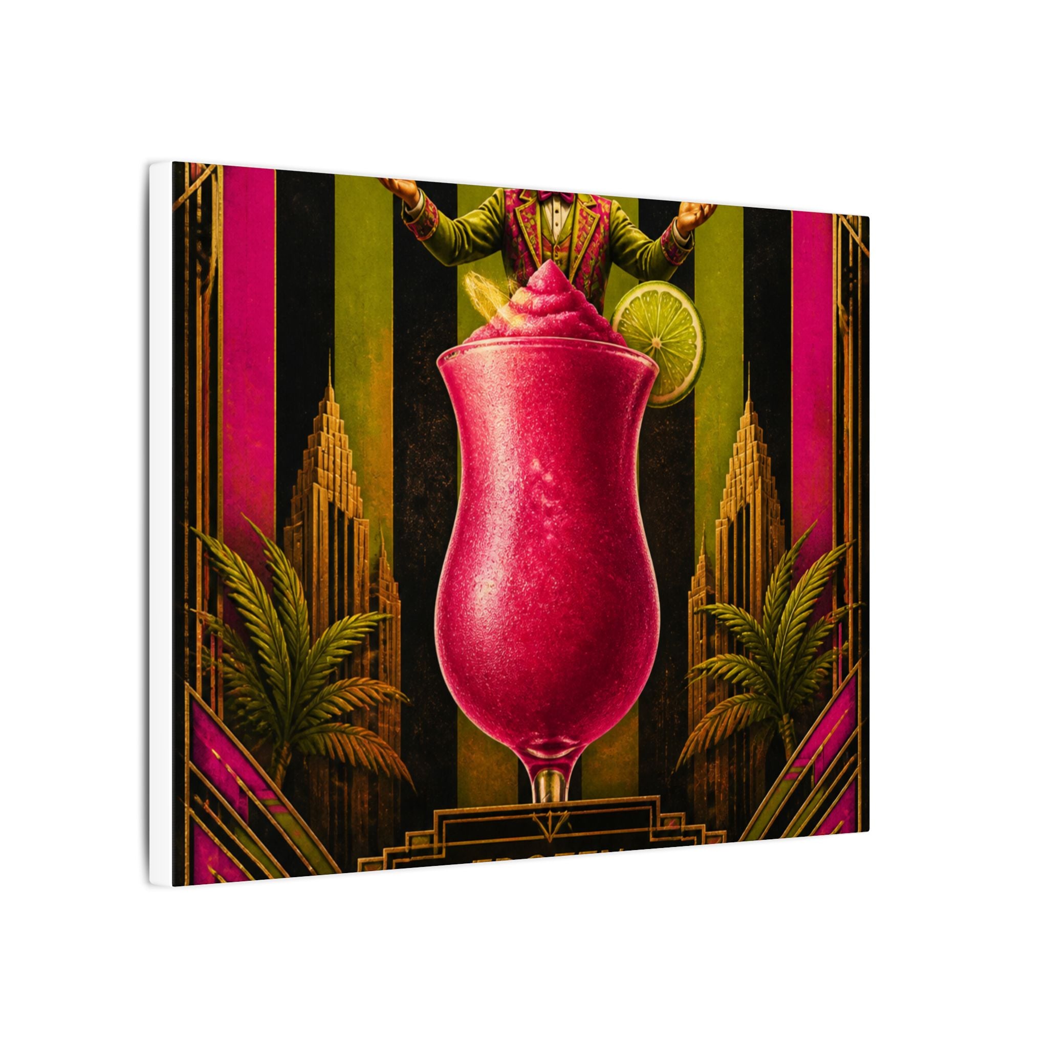 Daiquiri Fruit Juggler Wall Art Canvas 16×20 Art Deco Entryway Decor Maximalist Print