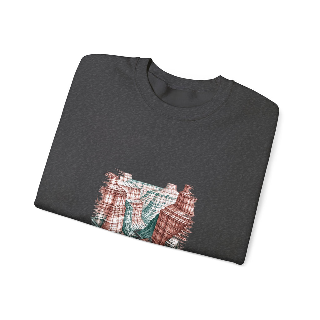 Matching Couple Sweatshirt - Lavender Fields & Canyon Matching Couple Crewneck Sweatshirt Hand-Drawn Art His Hers Best Friend Gift - Design B