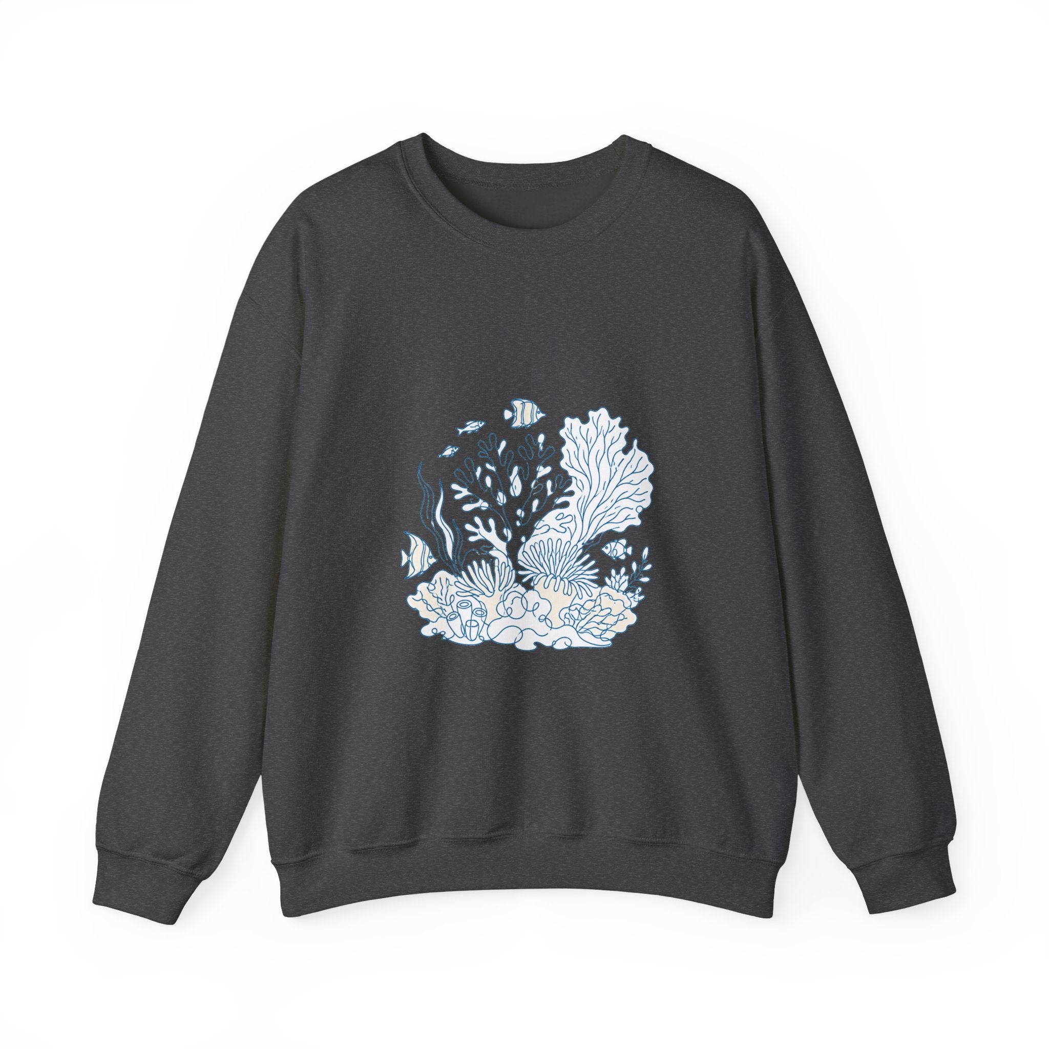 Matching Couple Sweatshirt - Coral Reef & Deep Sea Matching Couple Comfort Colors Crew Minimalist Art His Hers Christmas Gift - Design A
