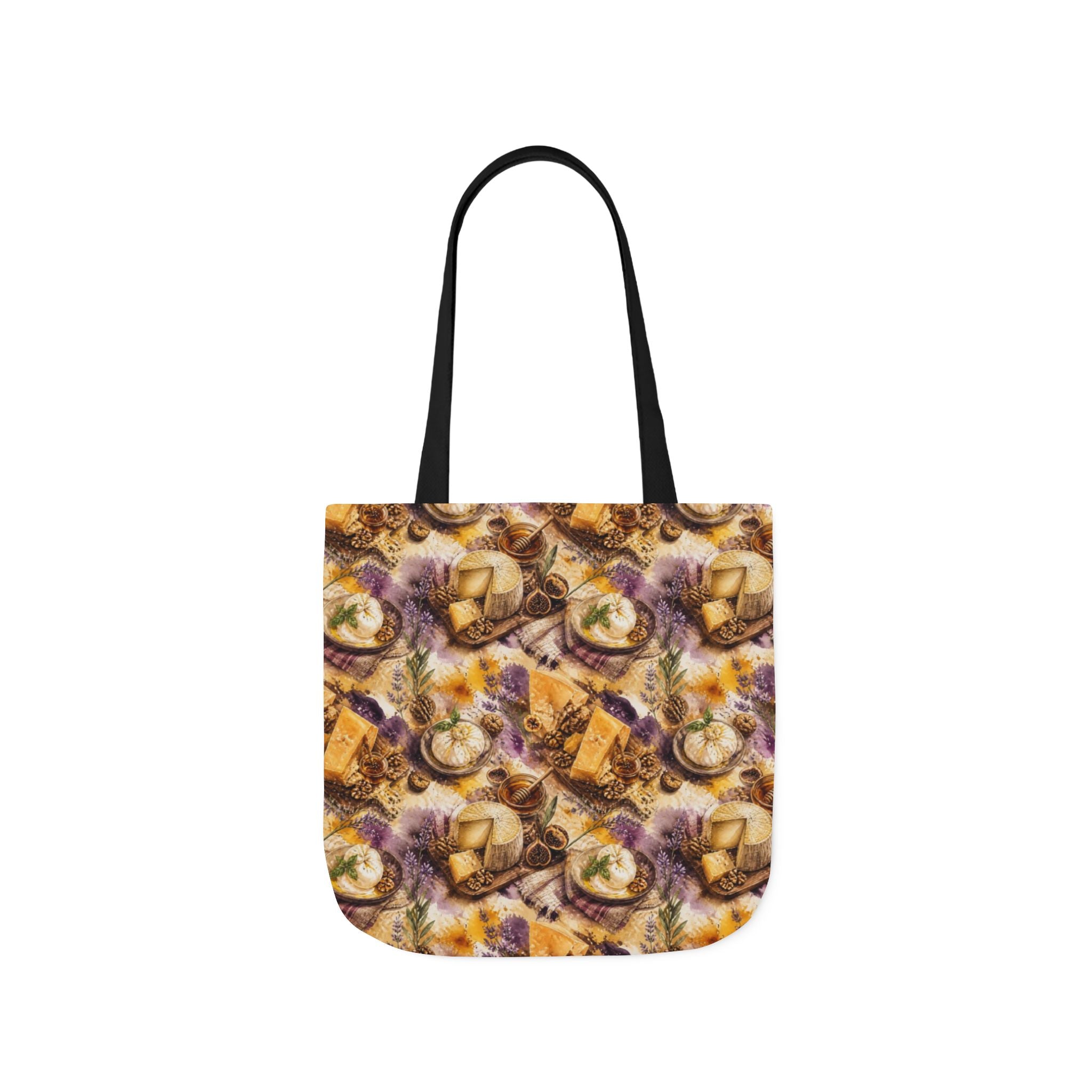 Italian Cheese Board Canvas Tote Bag Mediterranean Kitchen Watercolor Splash Design Italian Cottagecore Gift