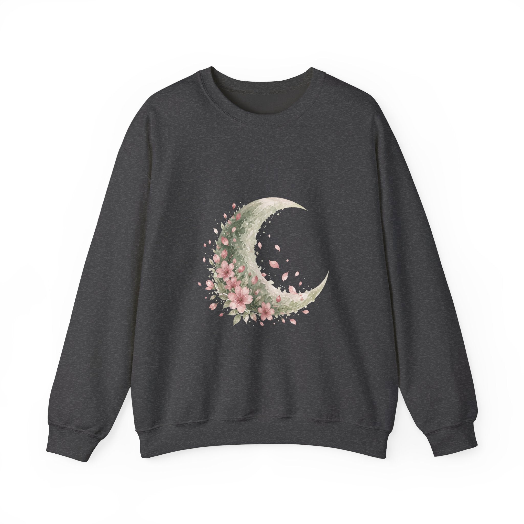 Matching Couple Sweatshirt - Waxing & Waning Moon Matching Couple Crewneck Sweatshirt Watercolor Art His Hers Engagement Gift - Design B