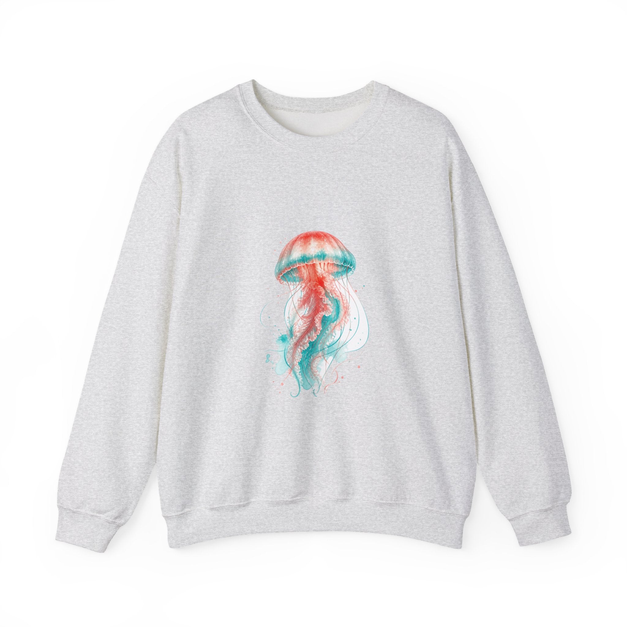 Matching Couple Sweatshirt - Octopus & Jellyfish Matching Couple Premium Fleece Sweatshirt Watercolor Art His Hers Birthday Gift - Design B