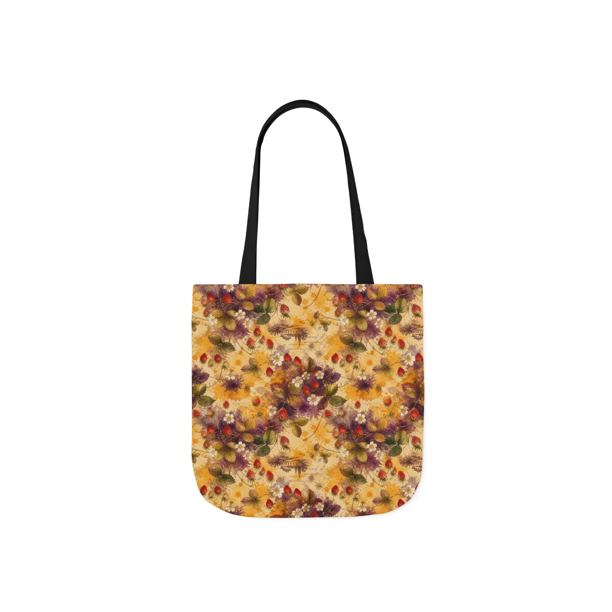 Wild Strawberries Canvas Tote Bag Mediterranean Kitchen Watercolor Splash Design Italian Cottagecore Gift