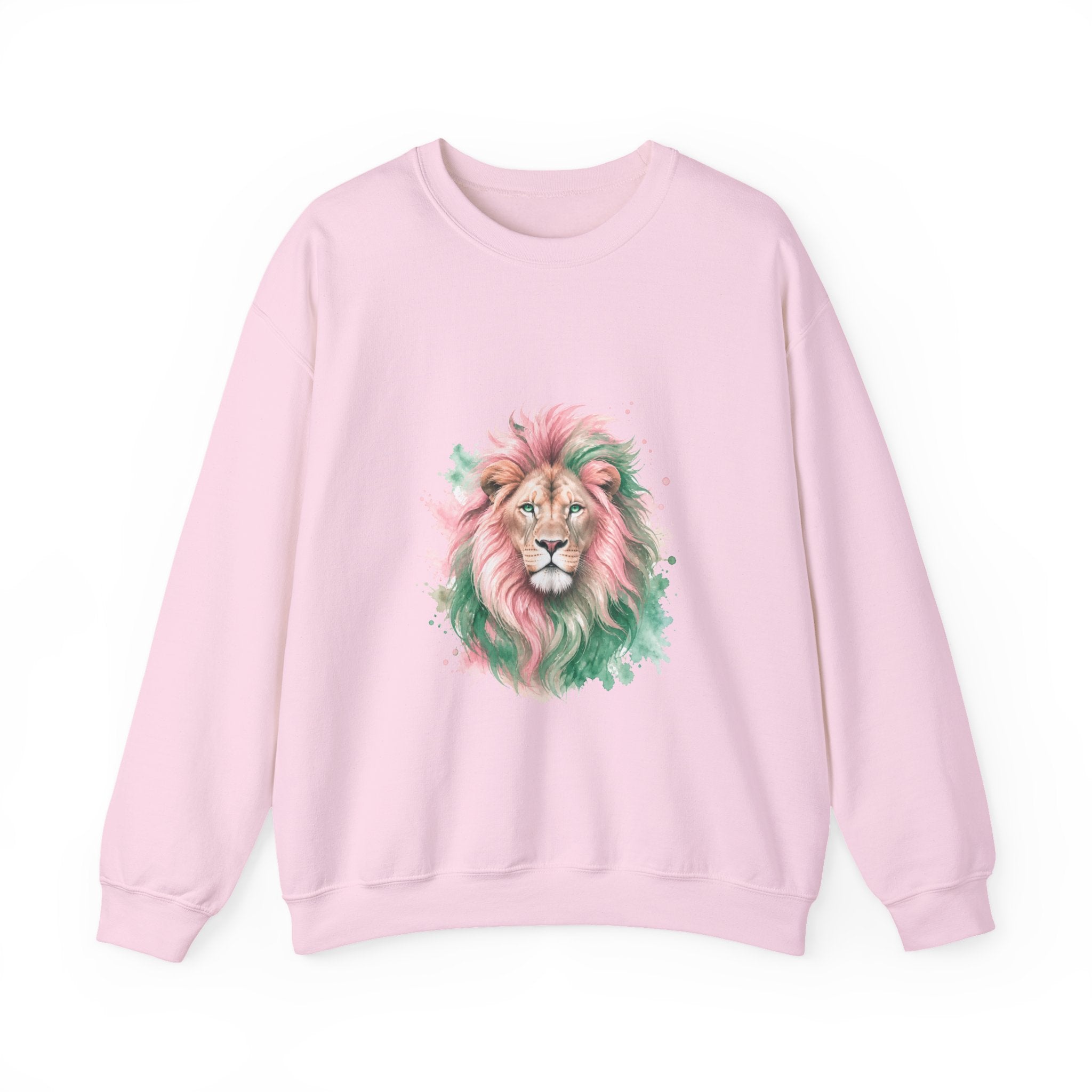Matching Couple Sweatshirt - Lion & Lamb Matching Couple Premium Fleece Sweatshirt Watercolor Art His Hers Birthday Gift - Design A