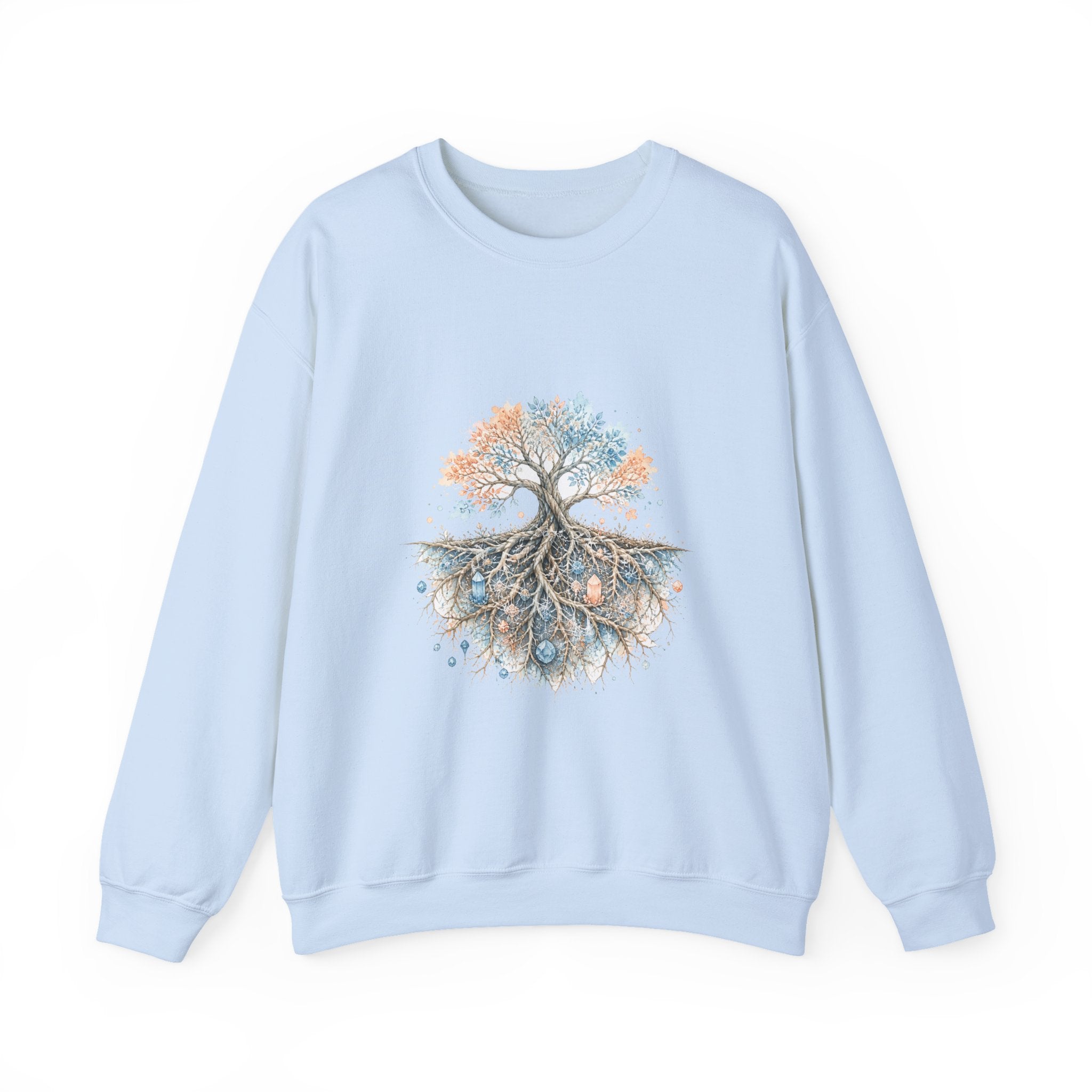 Matching Couple Sweatshirt - Ancient Oak & Deep Roots Matching Couple Crewneck Sweatshirt Watercolor Art His Hers Engagement Gift - Design B