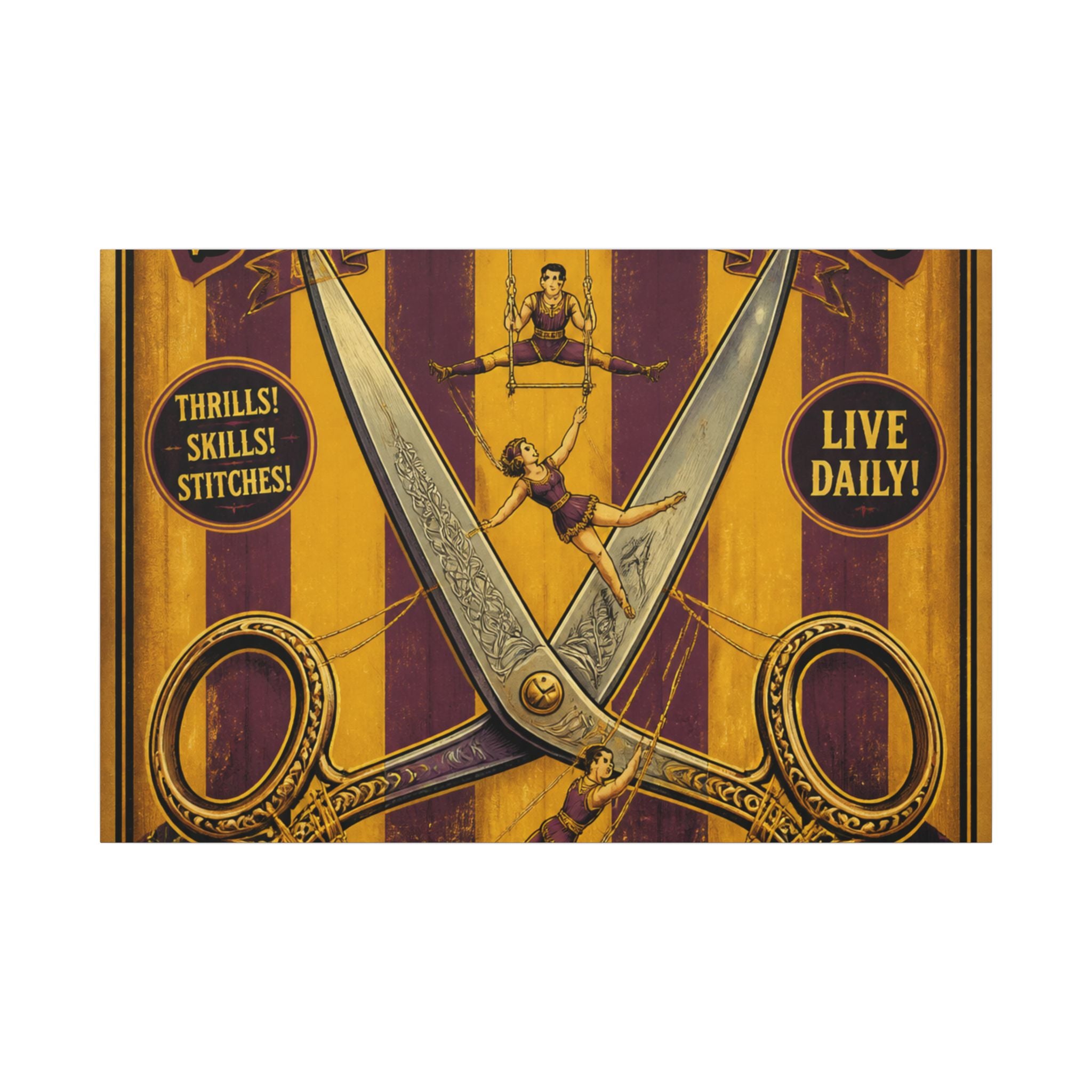 Giant Scissors Trapeze Wall Art Canvas 16×20 Vintage Circus Kitchen Decor Maximalist Print