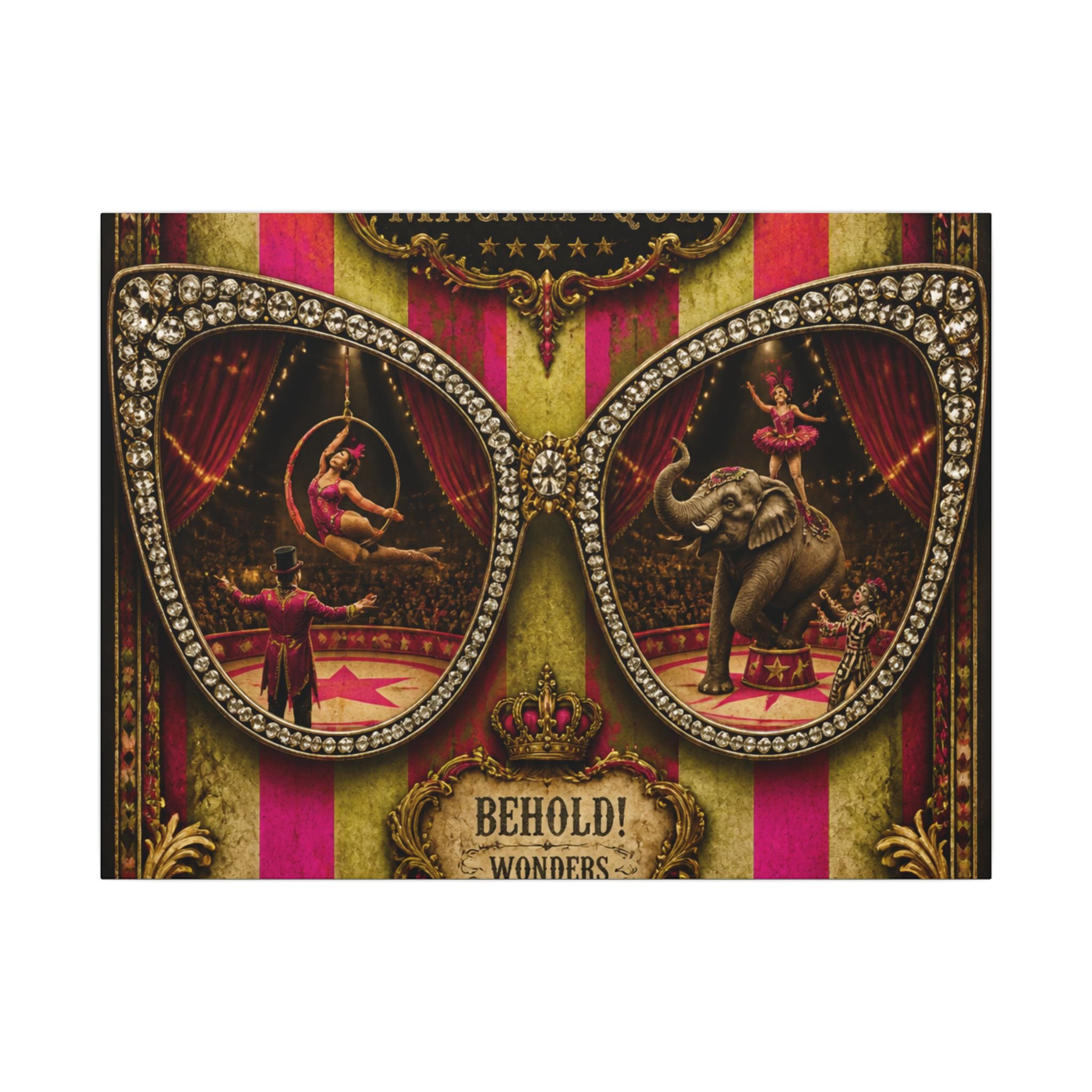 Sunglasses Circus Ring Wall Art Canvas 24×36 Baroque Studio Decor Maximalist Print